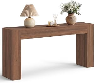 Mesa de entrada VASAGLE de 63 pulgadas, tablero grueso, estilo granja | Mesa larga para pasillo, sala, recámara, detrás del sofá, café castaño