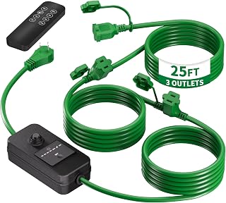 K KASONIC 25 FT Extension Cord Outdoor, Dusk to Dawn Light Timer Outlets