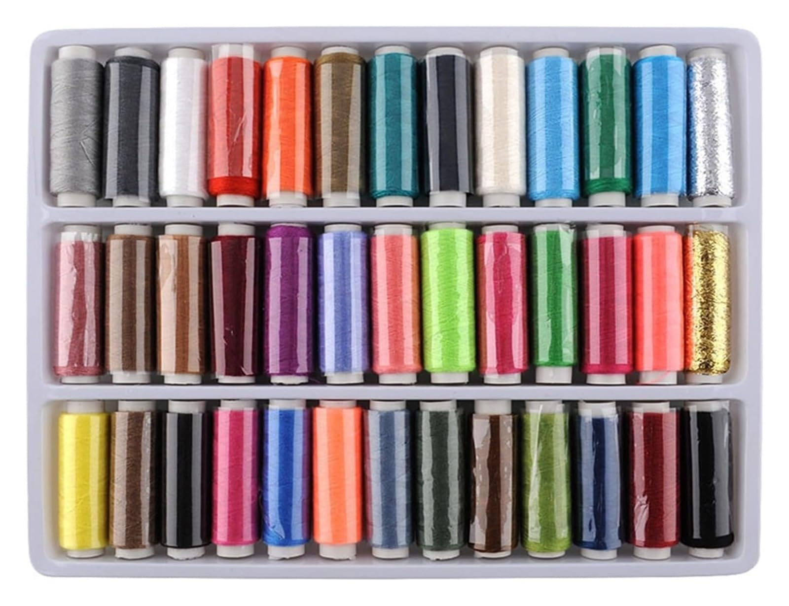 Kit de fils à broder en polyester anti-casse 39 pièces multicolore machine et main