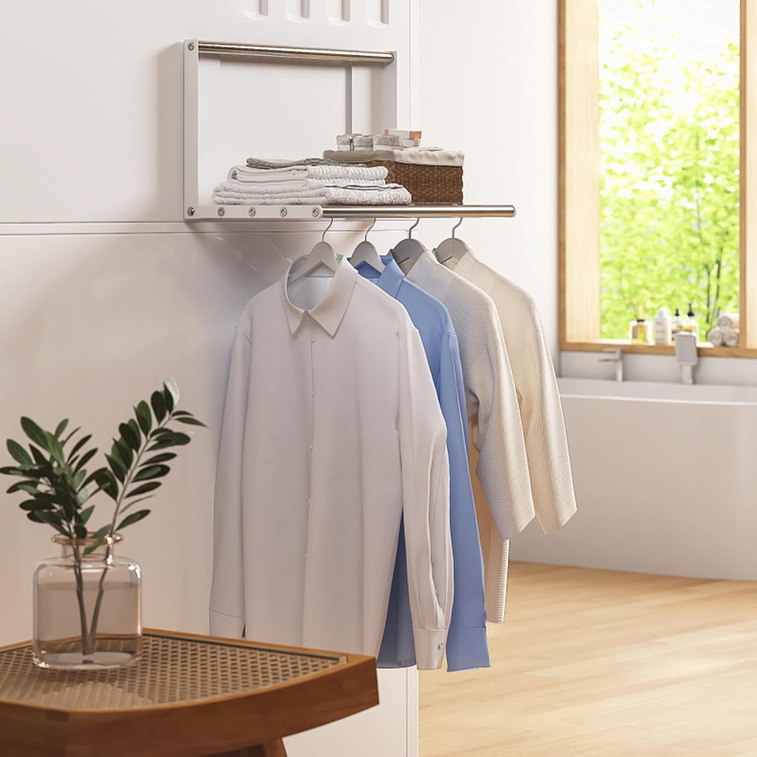 磁気式洗濯機乾燥機オーガナイザー - 洗濯機用折りたたみラック,ベランダ 浴室 職場用 穴あけ不要磁気棚