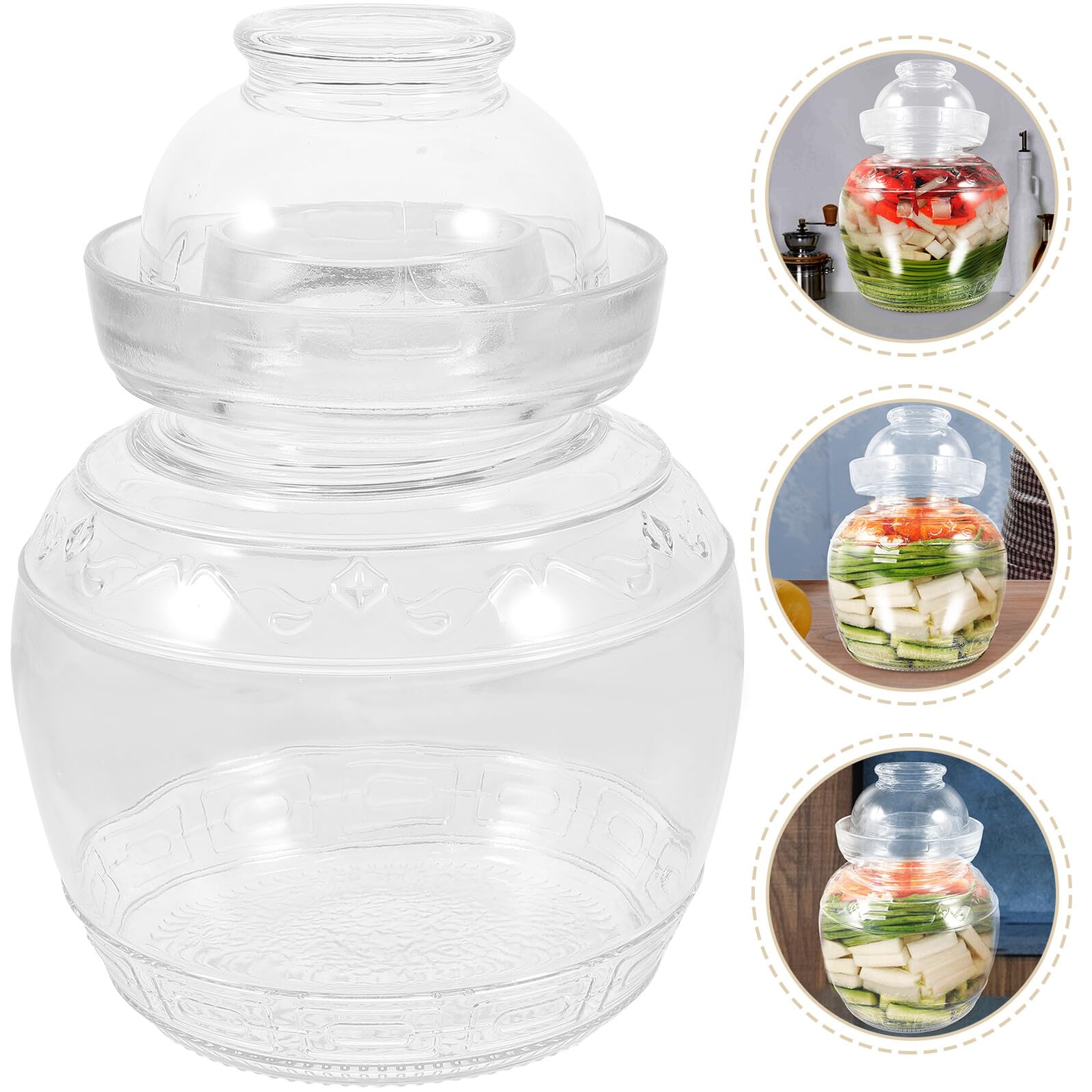 Toyvian Barattolo Materiale Sicuro in Vetro Trasparente per Fermentazione Coperchio Ermetico Contenitore Alimentare e Design Semplice Moderno per Cucina