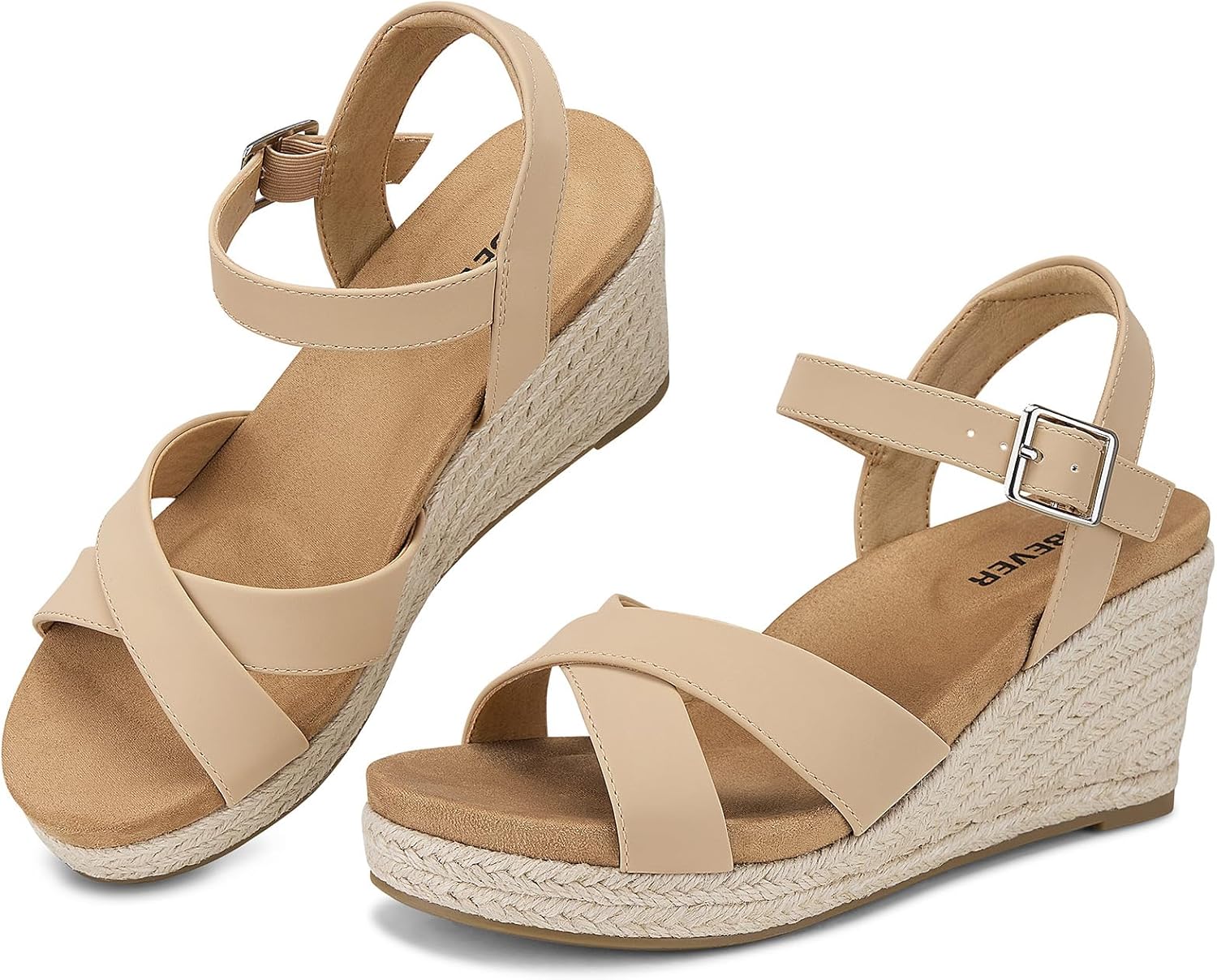 SHIBEVER Dressy Wedge Sandals for Women: Espadrille Summer Casual Platform Arch Support Comfortable Walking Wedges Womens Sandal Outdoor Shoes - Image 6