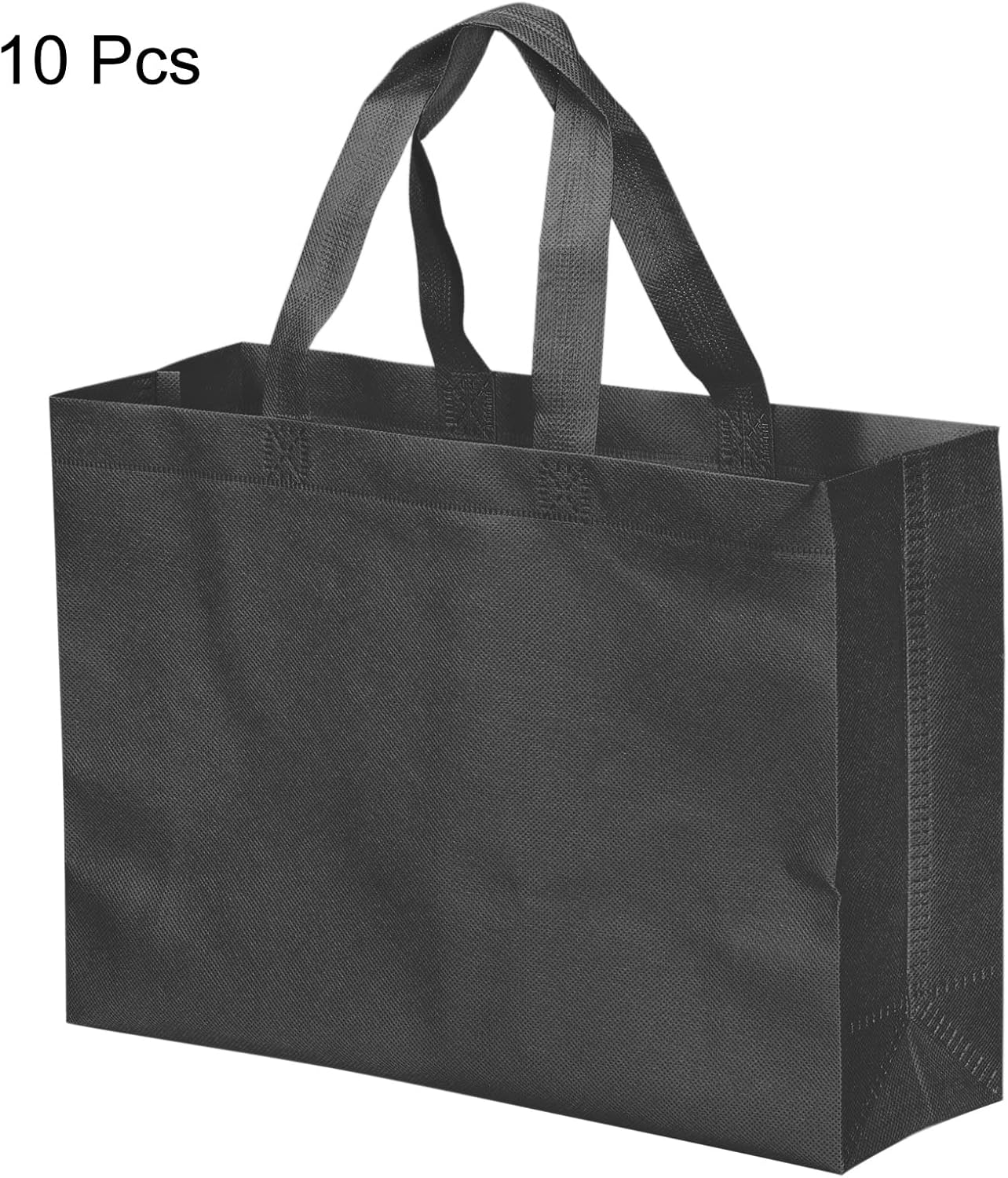 PATIKIL 25x35cm Reusable Gift Bags, 10 Pack Horizontal Style Non-Woven Grocery Tote Bag for Travel Storage Black - Image 4