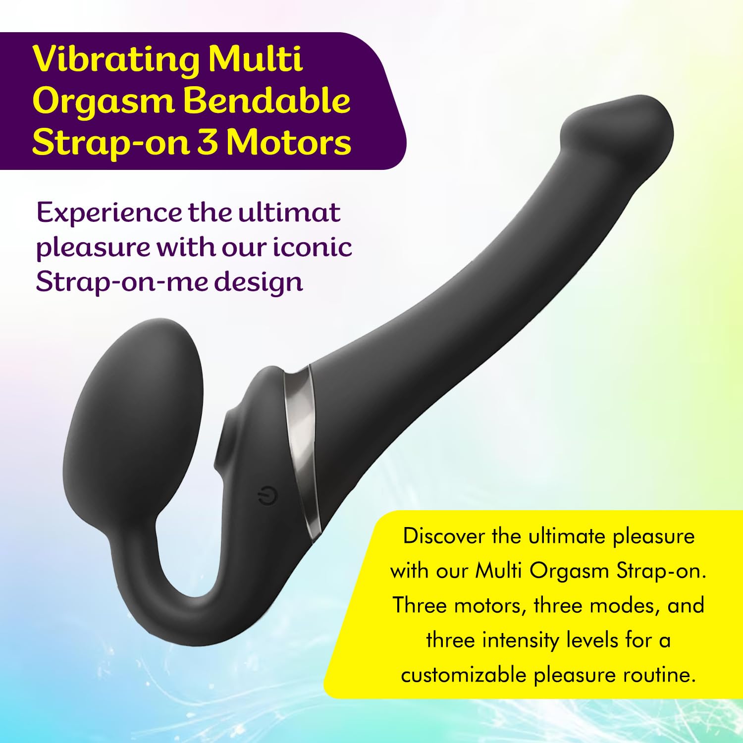 Strap-On-Me Strap-on Multi-Orgasmo Telecomandato 3 Motori – Tecnologia a Memoria di Forma – Tripla Stimolazione – Sex Toy Donna & Uomo in Silicone Morbido – Senza Imbrago, Impermeabile