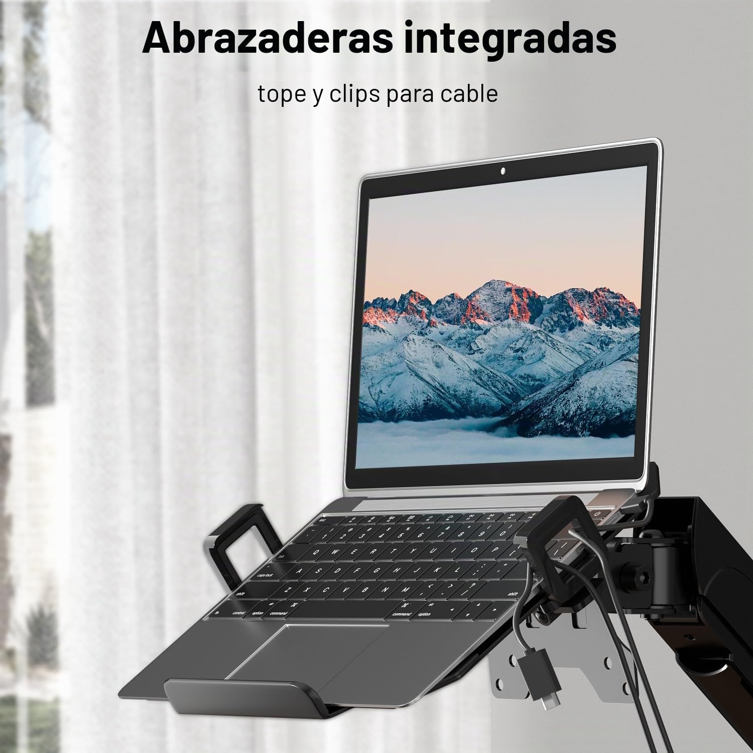 PUTORSEN Brazo para Monitor con Soporte para portátil para Pantallas LED LCD de 17 a 32 Pulgadas y portátiles de hasta 17 Pulgadas, Ajuste de Altura de 55,5 cm (Barra de 30,8 cm)