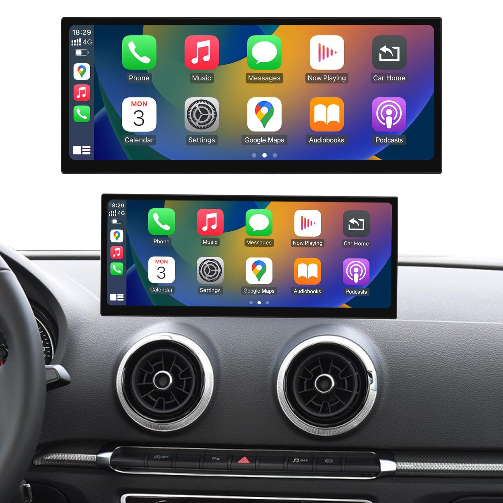 Road Top Autoradio CarPlay 12,3" per Audi A3 S3 con MIB 2014-2019 | Schermo Touchscreen ultrasottile Linux HD IPS, CarPlay senza fili, Android Auto, MirrorLink, Navigazione, Autoradio Bluetooth