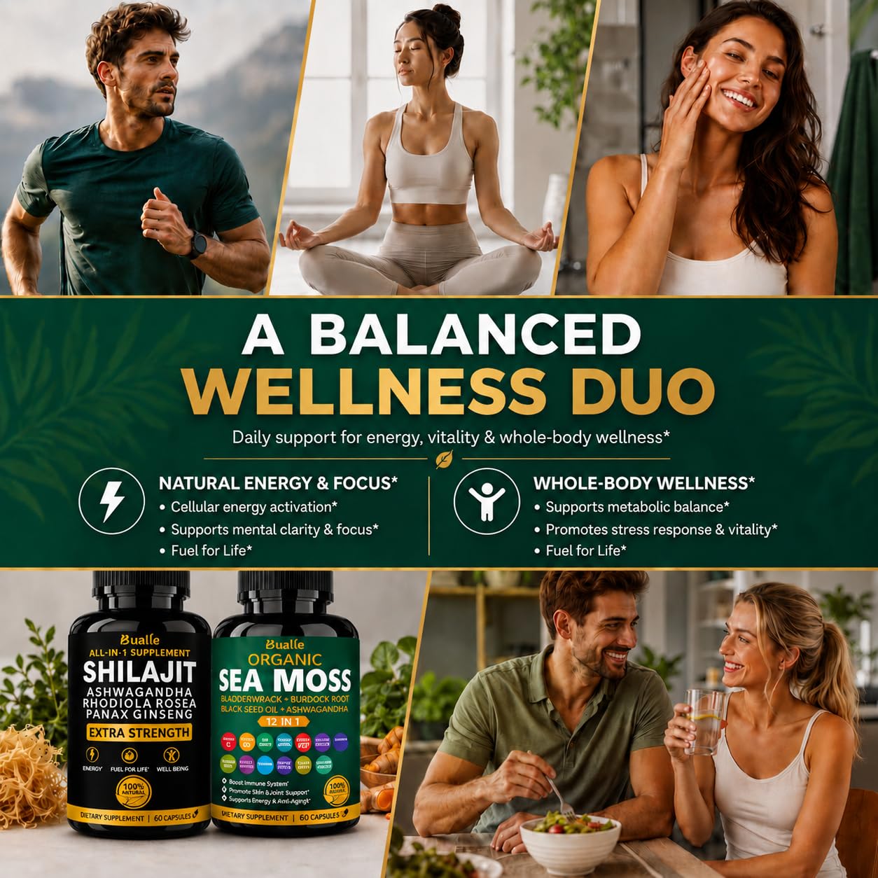 Shilajit & Sea Moss Bundle with Ashwagandha & Panax Ginseng, 120 Capsules — Amazon image 6
