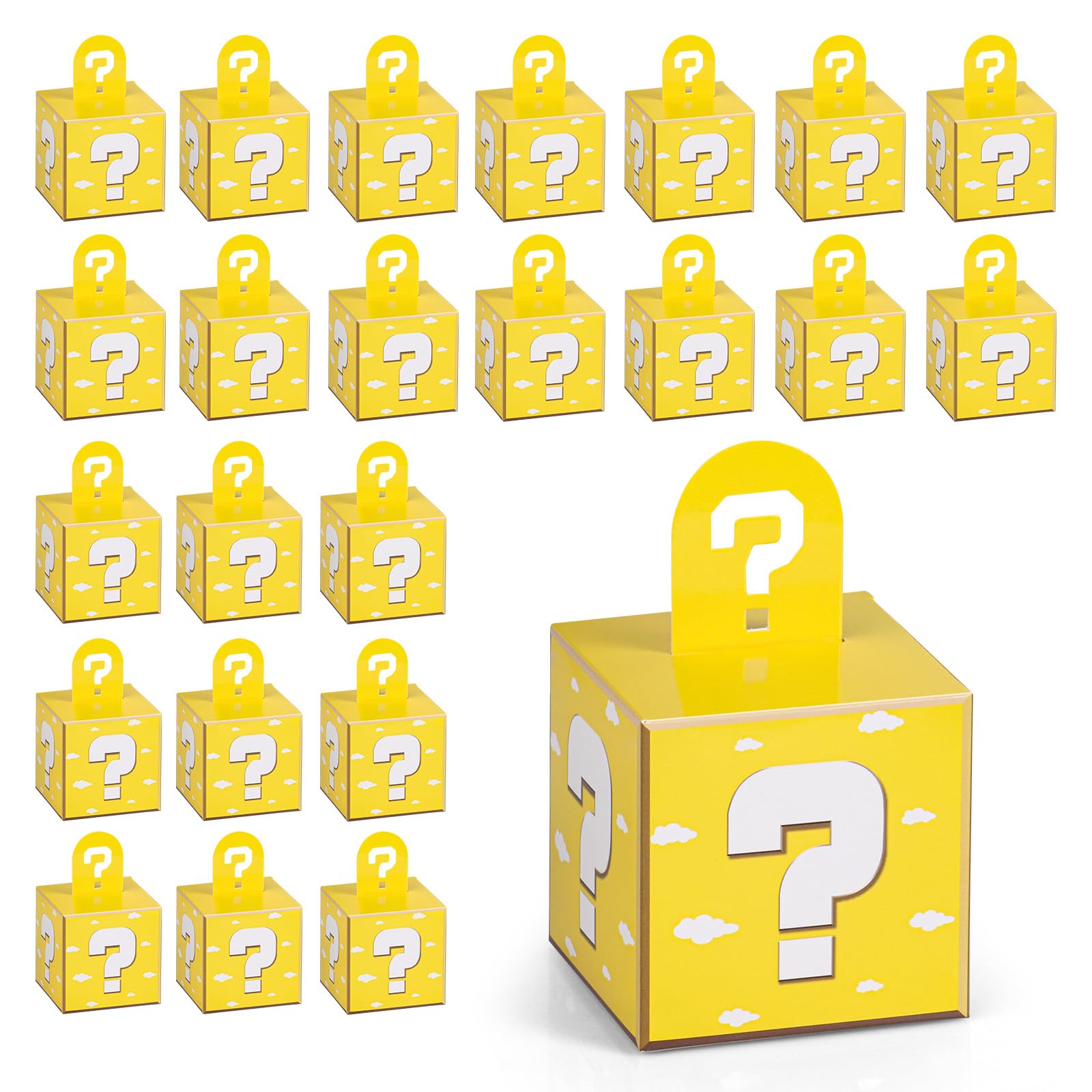 Eaezerav 24 Pcs Video Game Theme Party Treat Boxes Mystery Video Game Gift Box with Question Mark Cardboard Snack Candy Boxes for Kids Birthday Party Favors Decorations