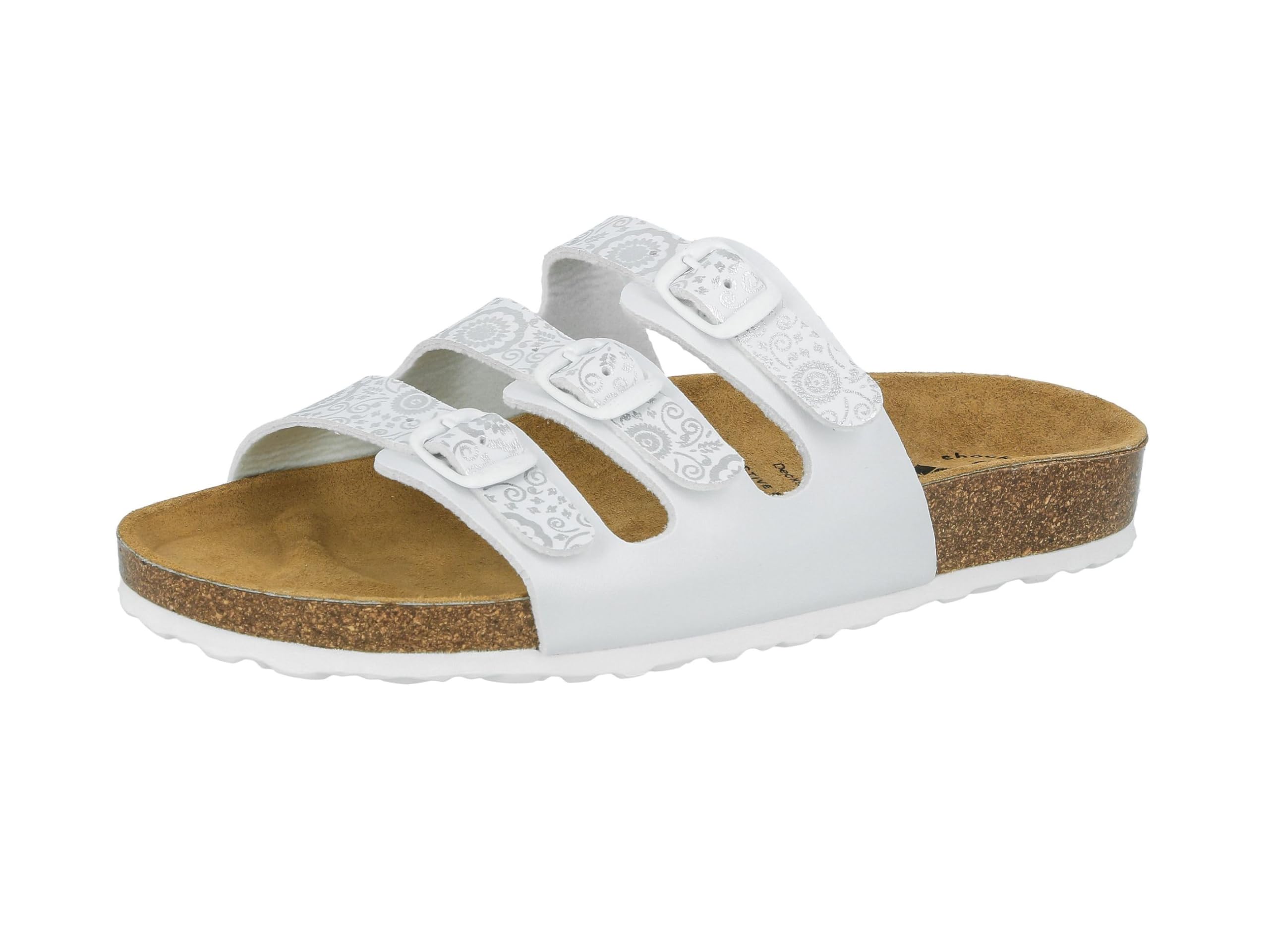 Lico Damen Bioline Flower Pantoletten, Weiß Silber, 41 EU