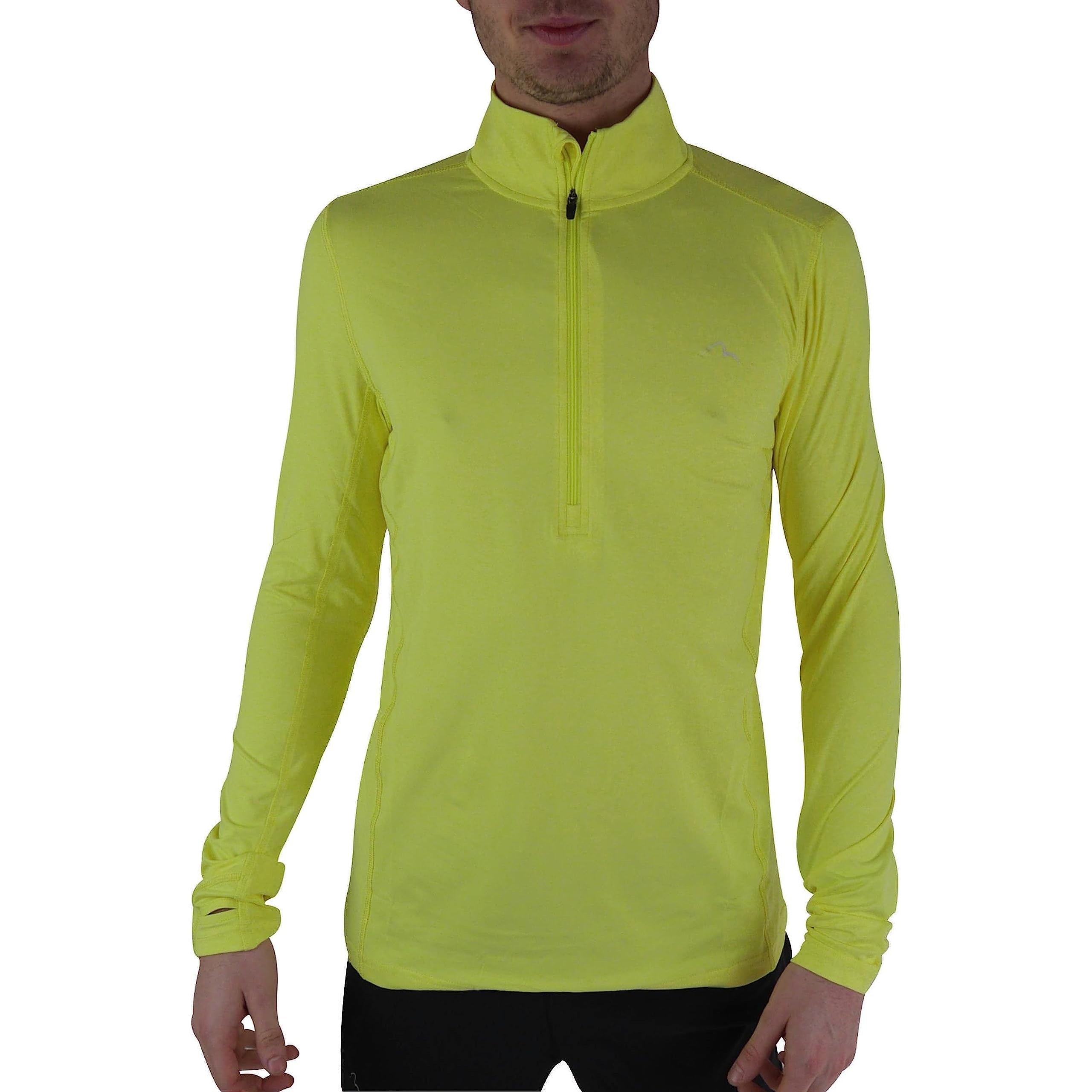 More Mile Men's Yellow Half Zip Long Sleeve Running Top - M