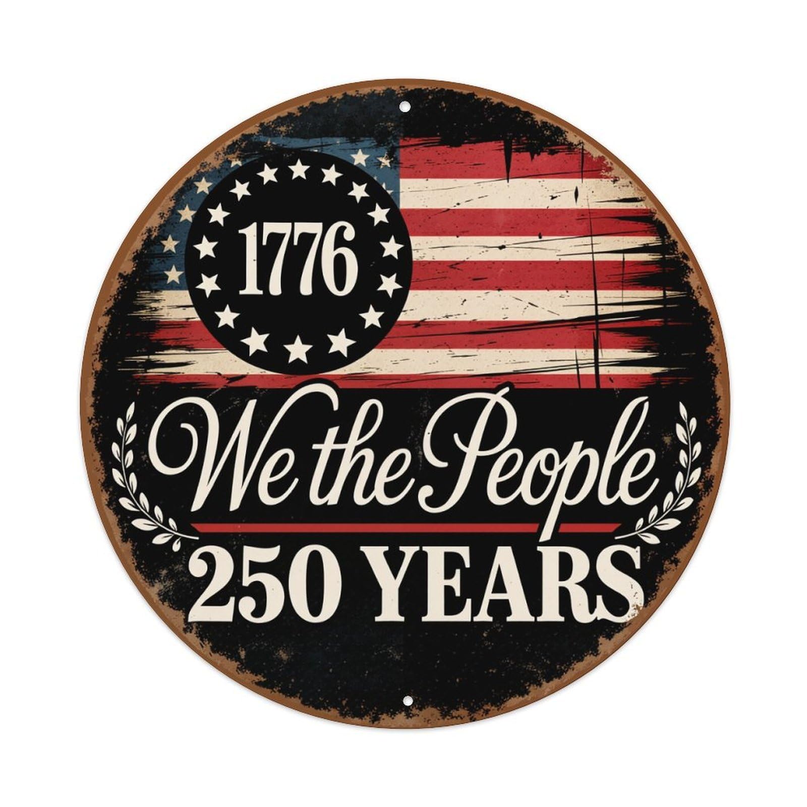 American Flag Design With Text Retro Metal Tin Sign, Vintage Metal Poster for Bar, Home, Man Cave, Kitchen, Laundry Room Art Decor 8x8 Inch