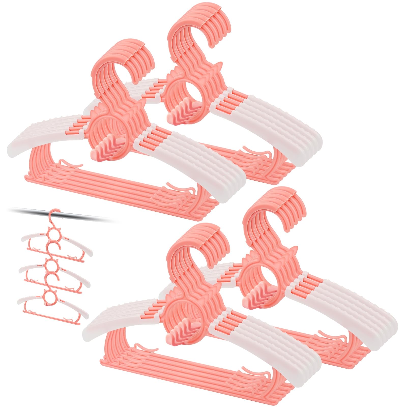 Set di 20 grucce appendiabiti per bambini, Grucce Appendiabiti Rosa con gancio a forma di orsetto, Appendini per Bambini Impilabili Allungabili, antiscivolo, Allungabili, per unisex bambino Neonati