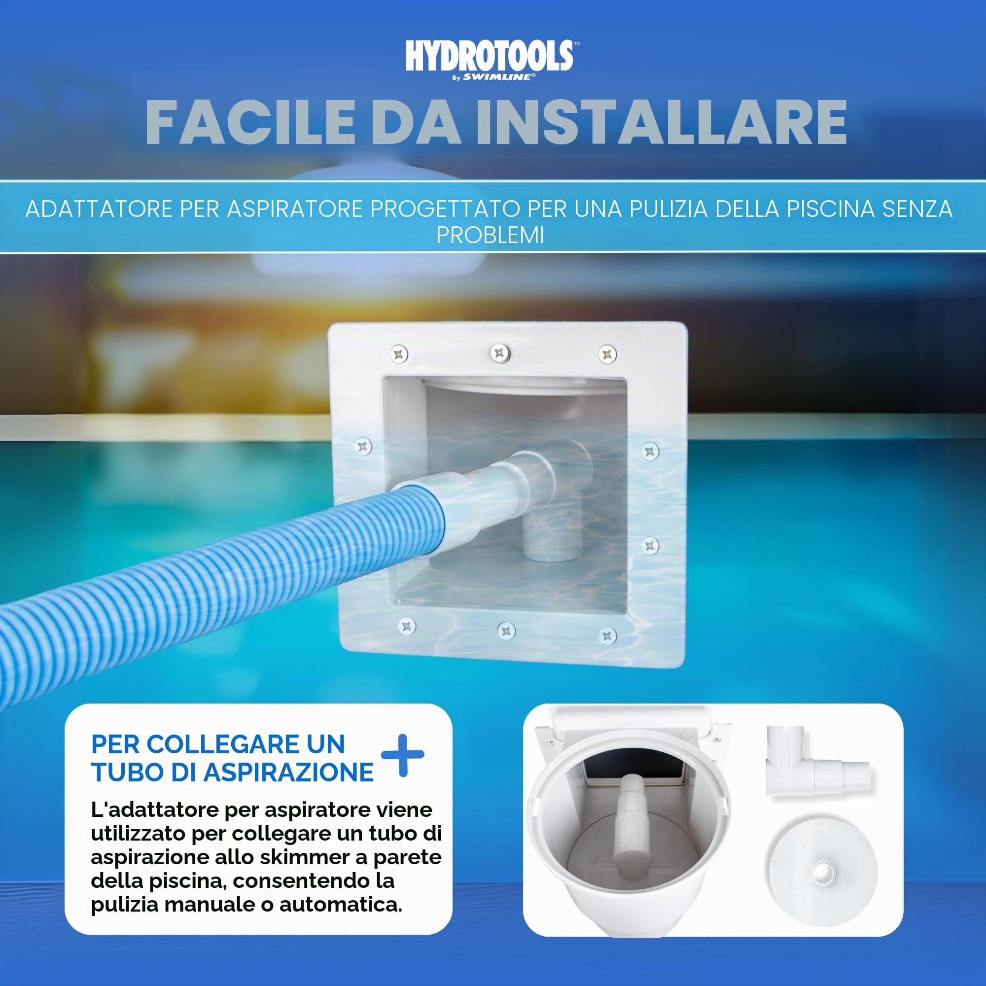 Swimline Hydrotools - Skimmer Standard in ABS, Bianco, Include Raccordo di Ritorno e Piastra di aspirazione, Accessori per la Manutenzione per Piscine Fuori Terra e con pedana