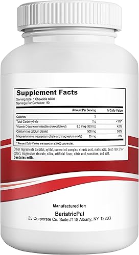 Miniatura 2 de BariatricPal Citrato de calcio 500 mg tabletas masticables - Cereza (suministro para 30 días)