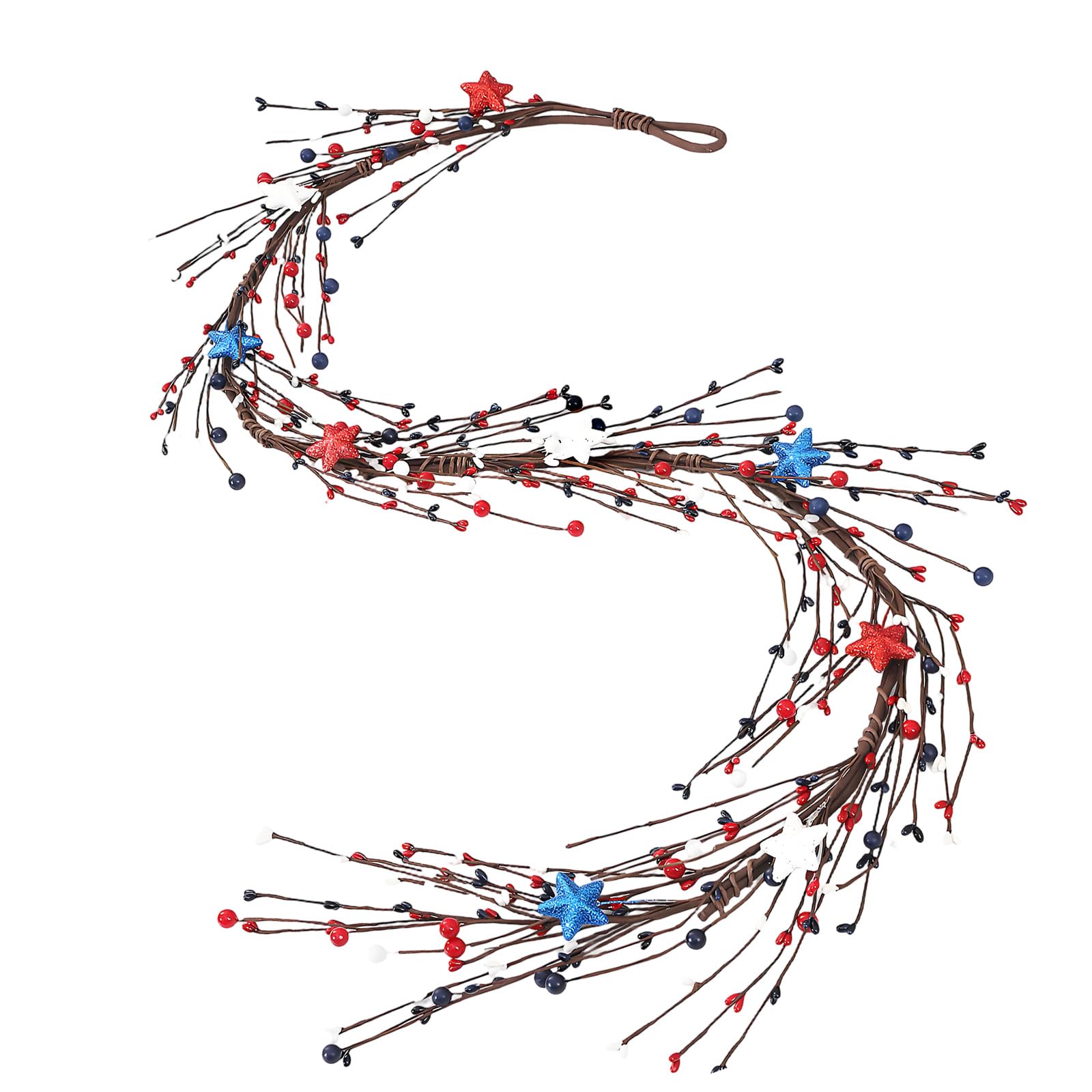 Qusinfc Star Berries Branch Independence Day Greeneries Decoration for Wall Table Centerpieces Arrangement Runner Boughs