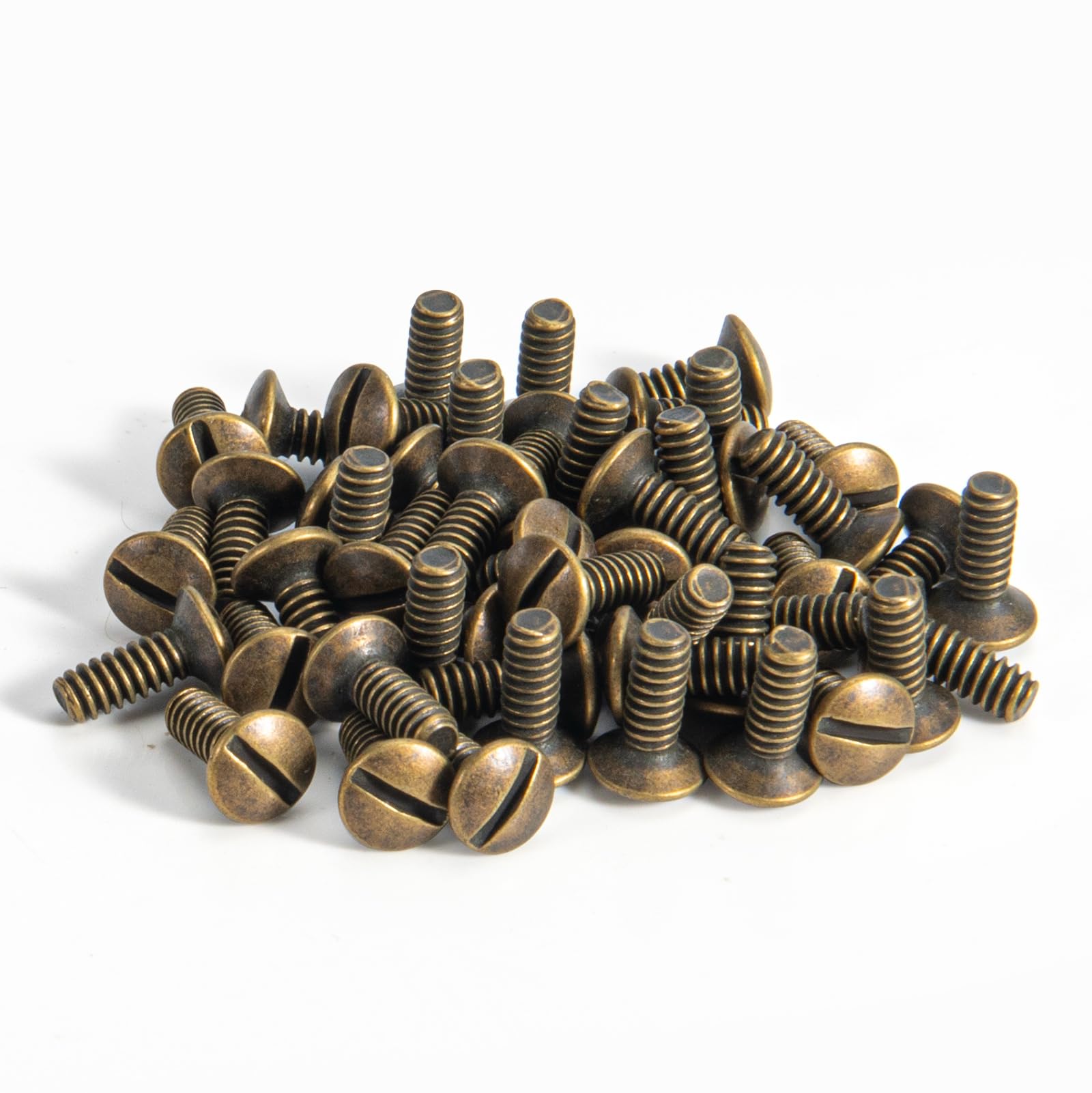 Henne Bery 3/8" Long 6-32 Thread, Oval Head Milled Slot Replacement Wall Plate Screws, 50 Pack, Antique Brass
