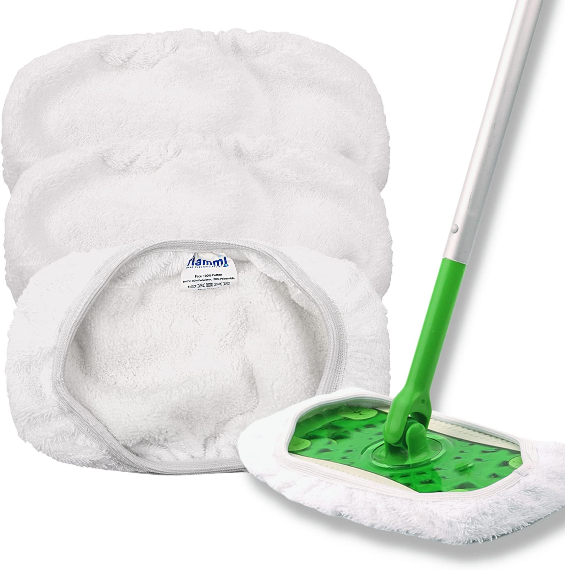 F Flammi3 Pack Terry Cloth Mop Pad Reusable for Swiffer Sweeper Mop, Upgraded Wet Dry Mop Cloth Washable Sweeper Refills Dust Mop Covers
