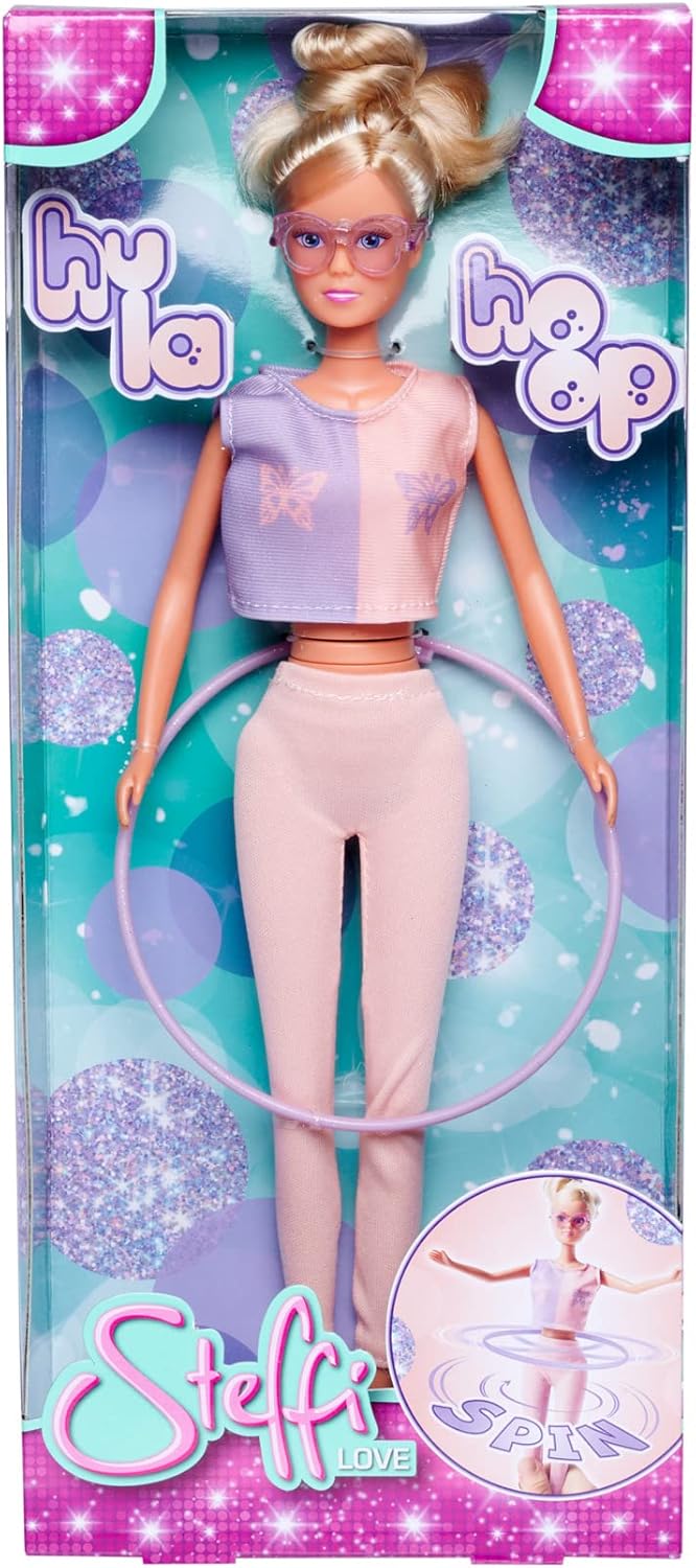 Simba 105733619 – Steffi Love Hula Hoop, Play Doll Wears Sporty Outfit with Hula Hoop and Mechanical Function, 29 cm, Suitable for Ages 3 Years and Above