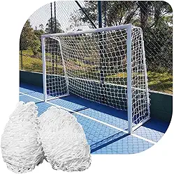 Par de Rede Trave de Gol Futsal Fio 4mm Nylon Futebol de Salão