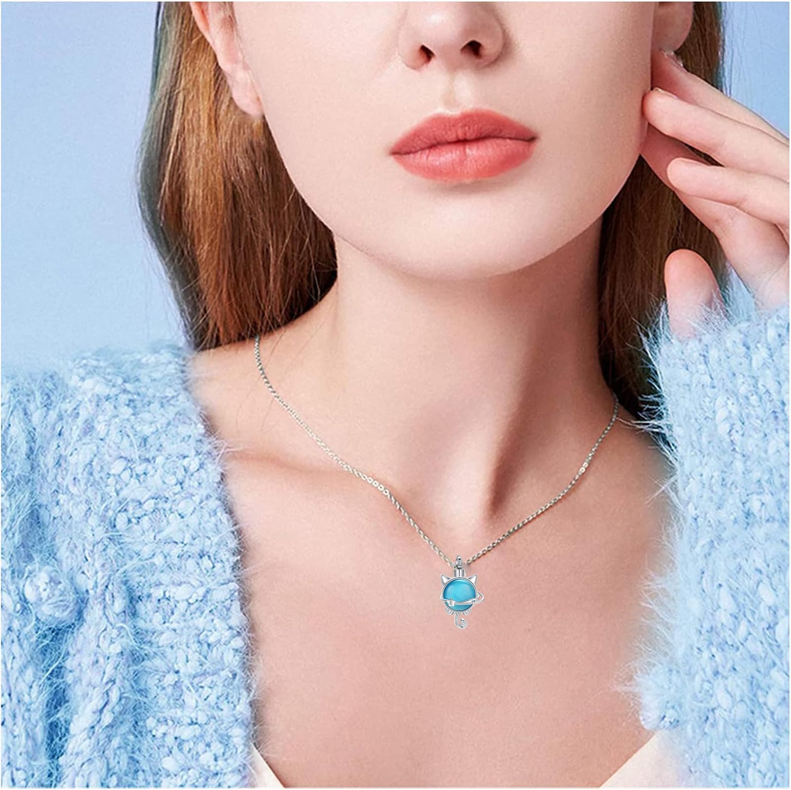 QGJNSGC Moonstone Cremation Jewelry Cat Urn Necklace for Ashes Animal Keepsake Memorial Jewelry Pet Ashes Pendant - Image 3