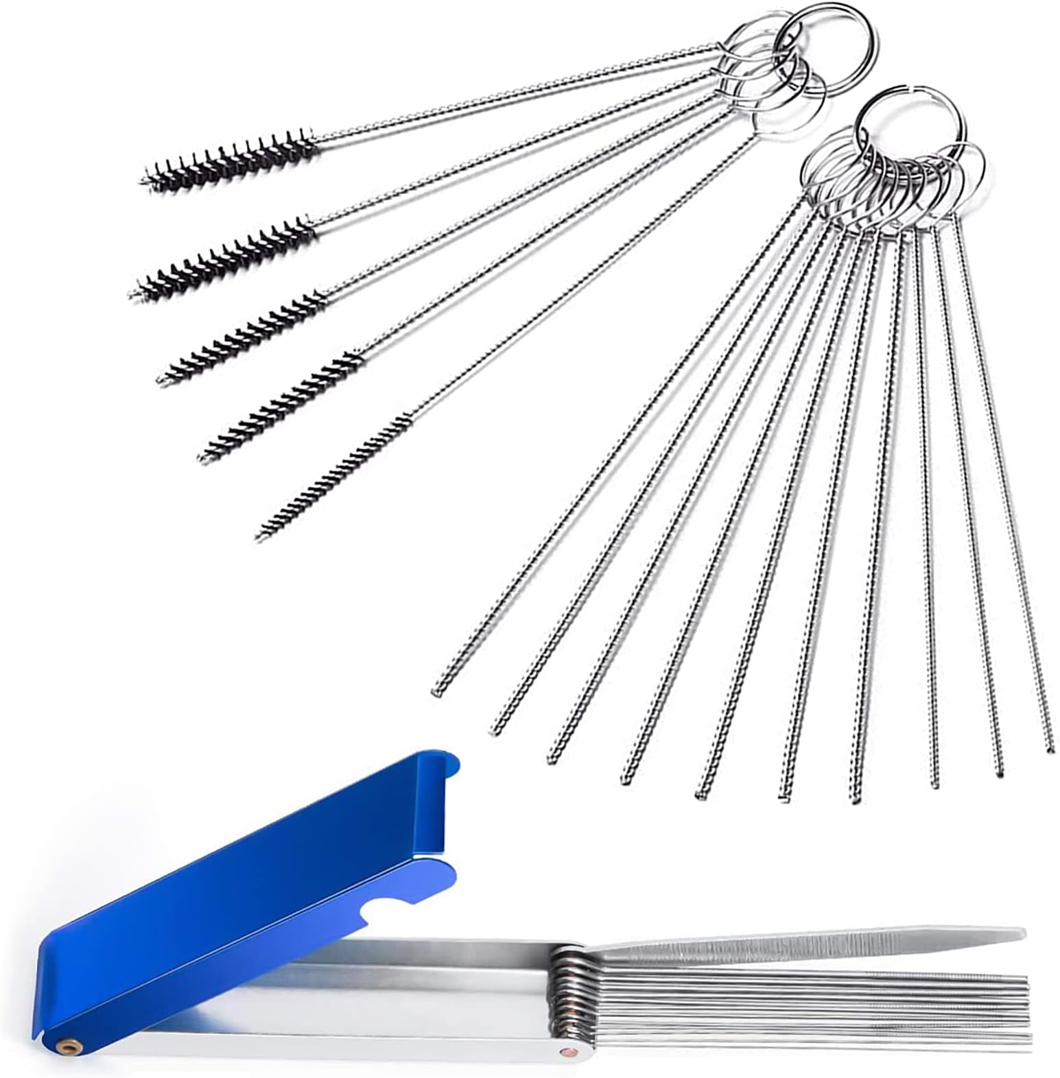 2 Set Carburetor Carbon Dirt Jet Remove Cleaner Welding Torch Tip Cleaner 13 Cleaning Wires Set + 10 Cleaning Needles + 5 Nylon Brushes for Motorcycle ATV Moped Welder Carb Chainsaw Spray Guns