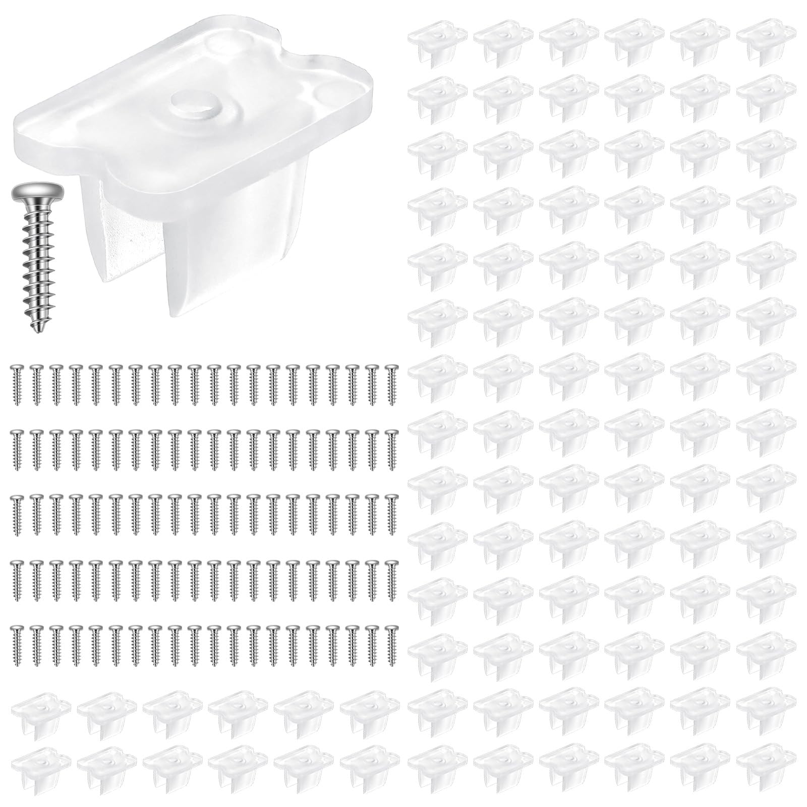 100 Pcs LED Strip Clips - LED Strip Light Clip with Screws - Transparent Rope Light Clips for 5-6mm Lights, Indoor Installation