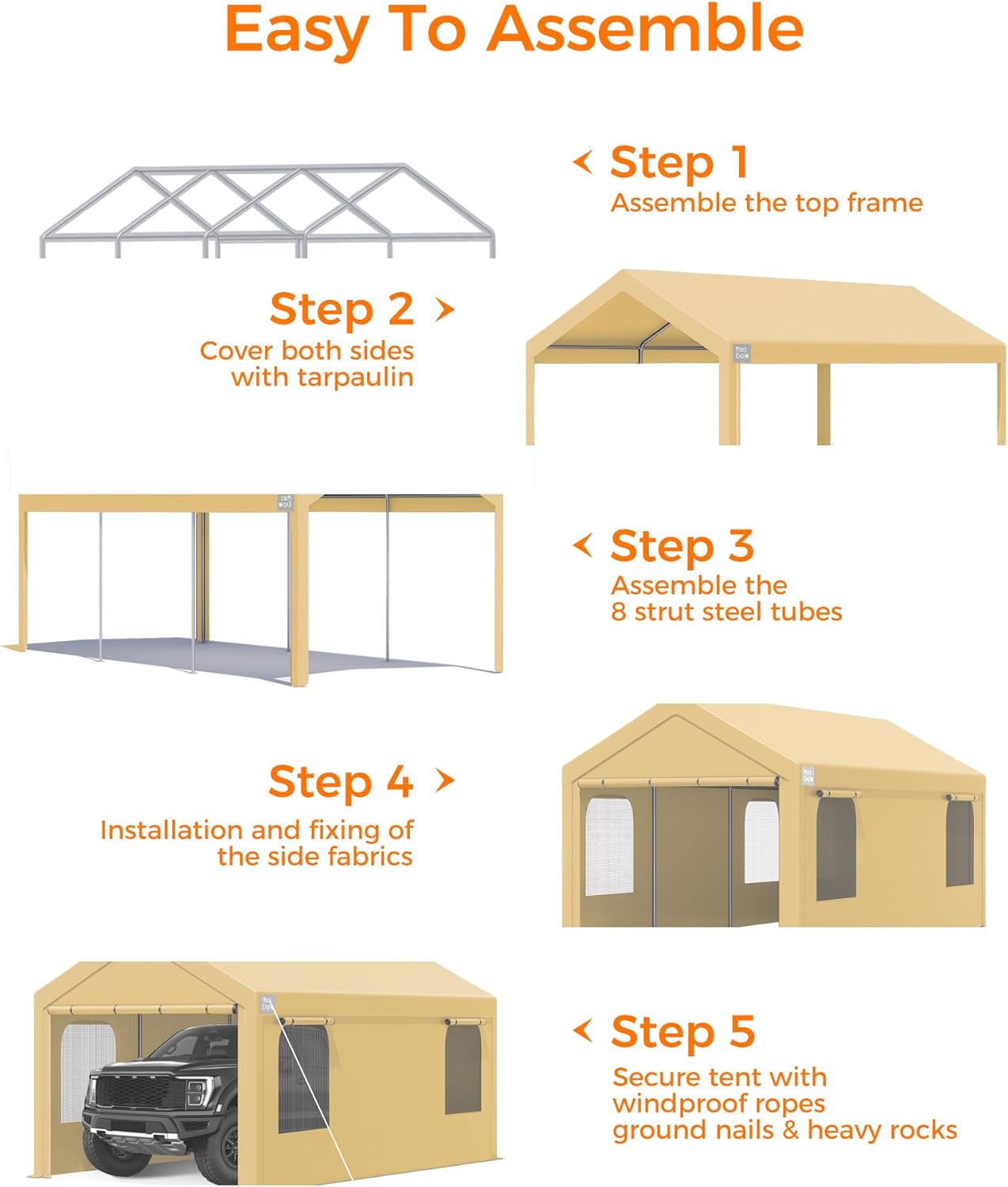 Carport, 10 x 20 FT Portable Garage Heavy Duty, Carport Canopy with Side-Opening Door Roll-Up Windows, Car Canopy Reinforced with Extended Skirt and All Season Tarp for Car, Truck, Boat(Light Gray) Carport, 10 x 20 FT Portable Garage Heavy Duty, Carport Canopy with Side-Opening Door Roll-Up Windows, Car Canopy Reinforced with Extended Skirt and All Season Tarp for Car, Truck, Boat(Light Gray)