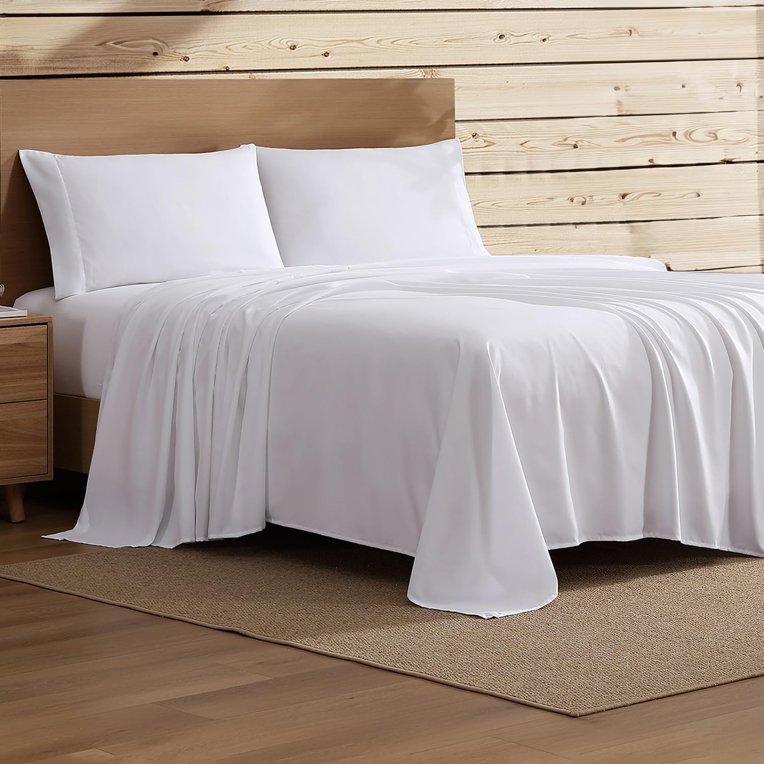 Coleman Full Size Sheets – Durable Home Bedding with Outdoor Heart, Stylish &amp; Reliable for Bedroom or Cabin – Premium Solid Color, Built for Comfort, Style &amp; Occasional Outdoor Use, White