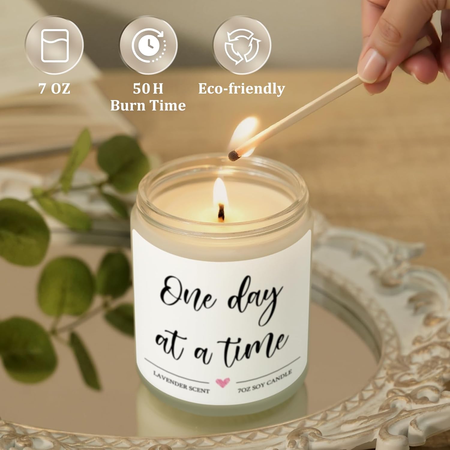 Get Well Gifts for Women, Thinking of You Gifts, Inspirational Gift for Women Men, One Day at A Time Encouragement Candle Anxiety Relief Items, Breast Cancer Care Gift Sympathy Present - Image 5