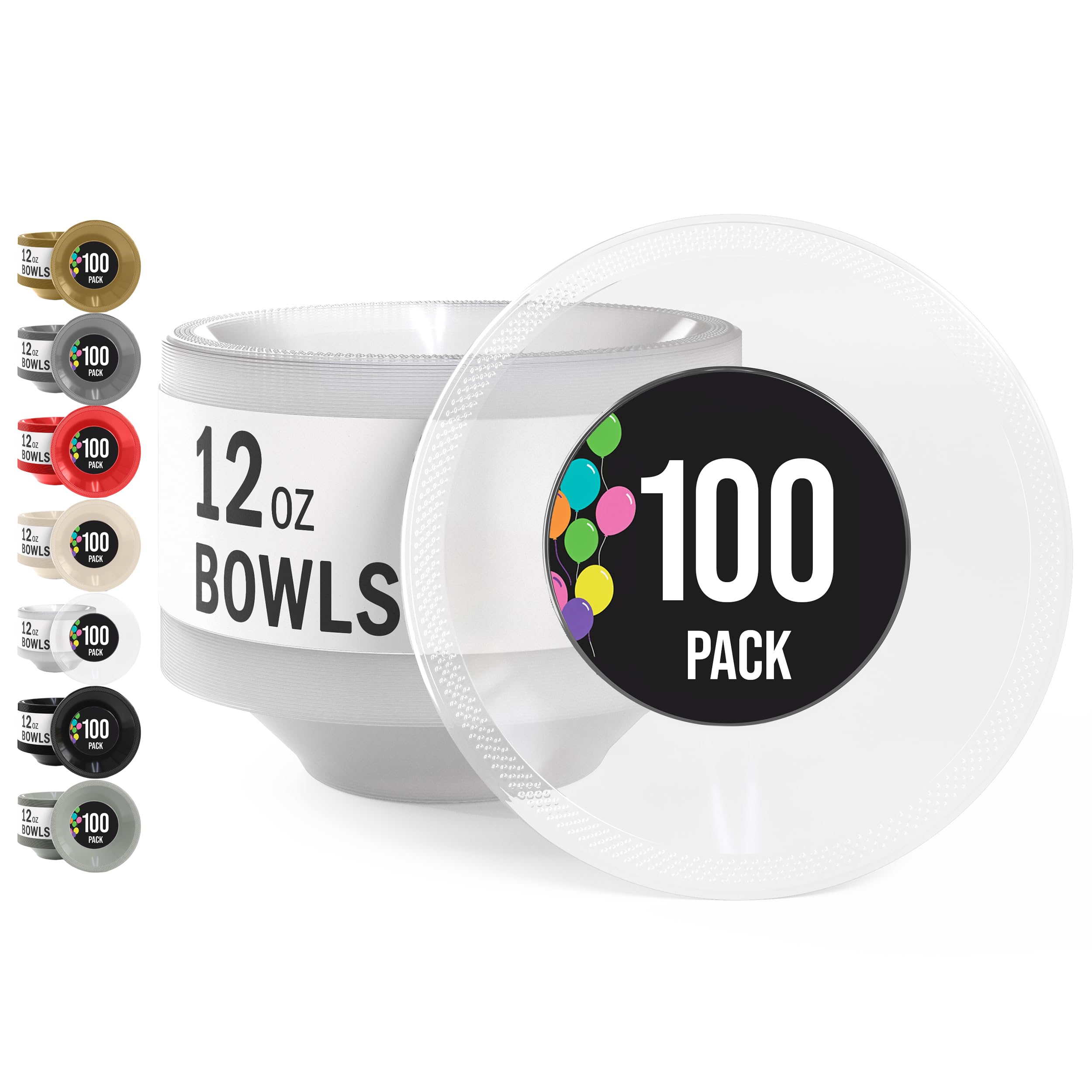 Gold Plastic Bowls - 100 Disposable Soup Bowls -12