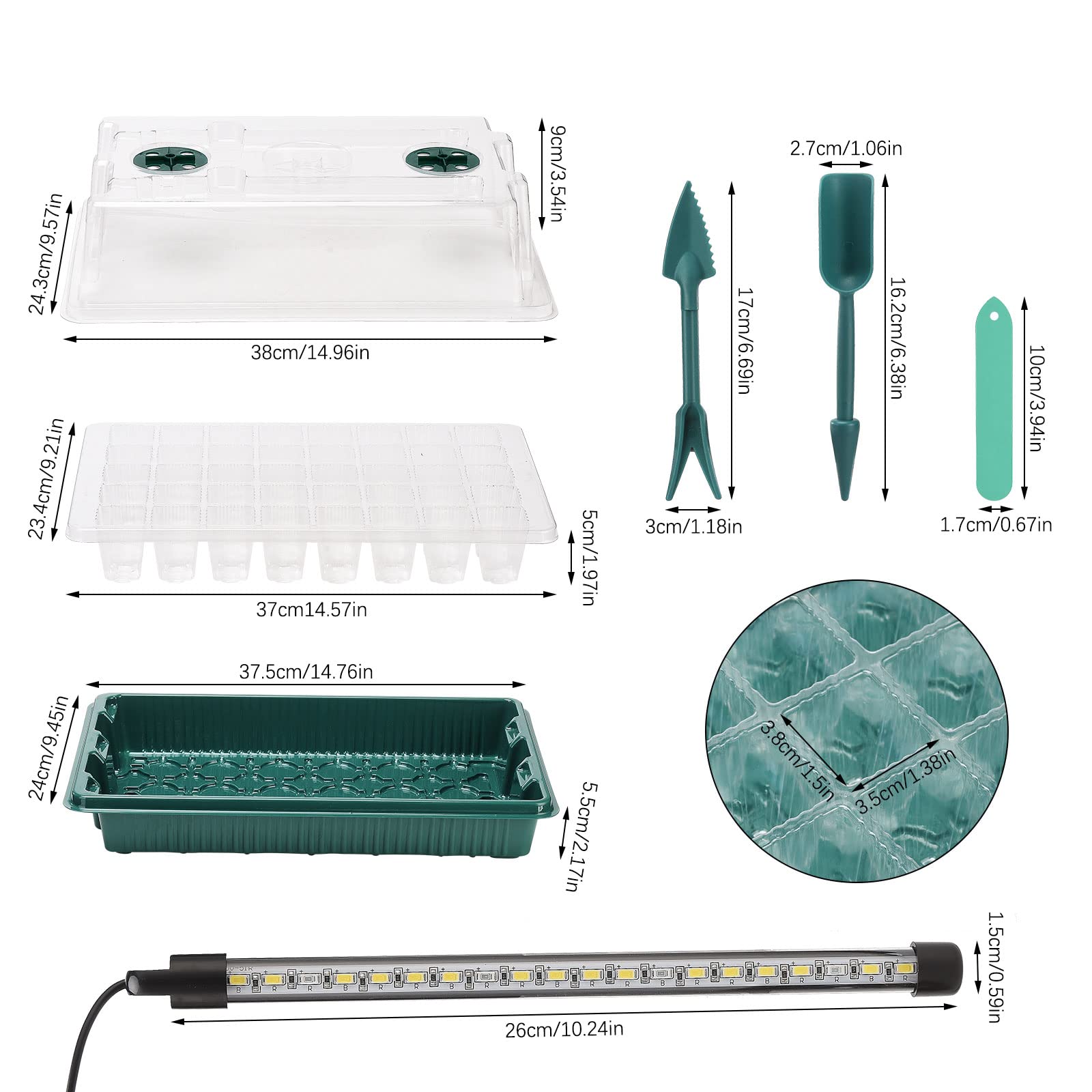 2 Stück 80 Zellen Samen-Starter-Set mit 4 Wachstumslichtern, einstellbare Helligkeit und Luftfeuchtigkeit, Kuppelpflanzen-Sämling-Starter-Set für Pflanzenanbau