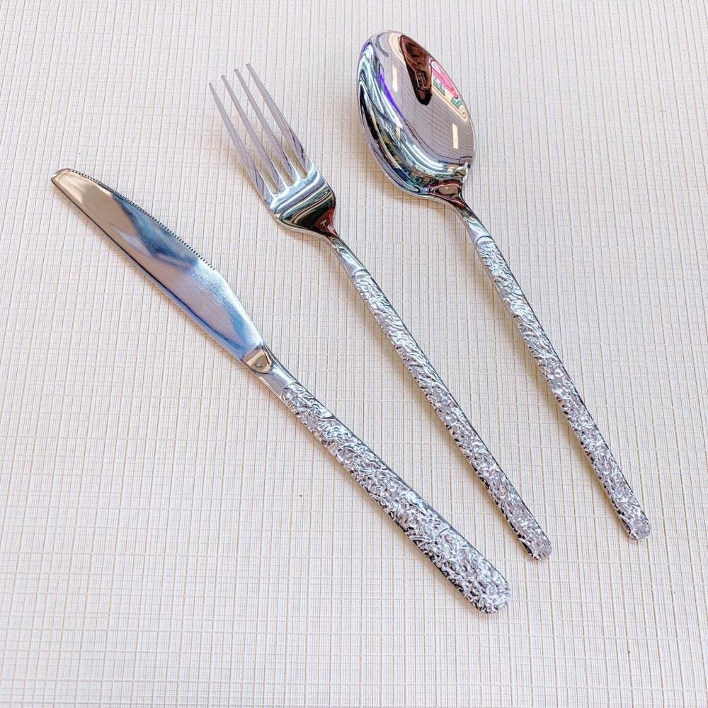 Ensembles de couverts en acier inoxydable Ensembles de couverts Ensemble de 7 pièces de 14 bâtons Couteau Fourchette Cuillère Ensembles de couverts mixtes Couverts à steak Camping Voyage Vaisselle E
