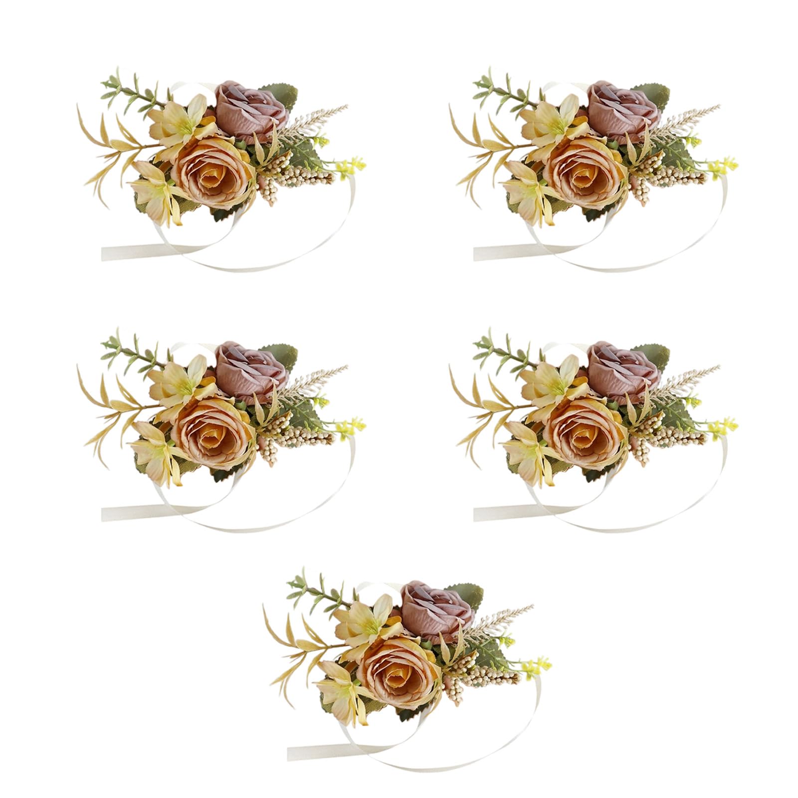 Tsophreniq 5Pcs Wedding Corsages Boutonniere Prom Boutonniere for Wedding Ceremony Anniversary, Rose Corsages for Bride and Groom, Artificial Flower Brooch