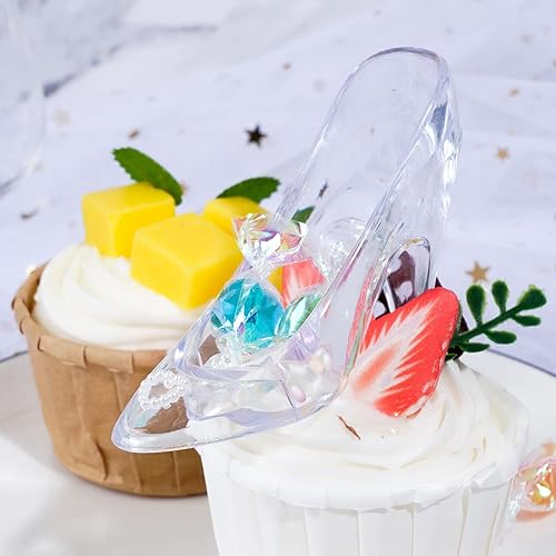 Miniatura 3 de Mini zapatillas de princesa Cenicienta de plástico, tacones de cristal, decoraciones de fiesta para bodas, recuerdos de fiesta de cumpleaños, 3.5