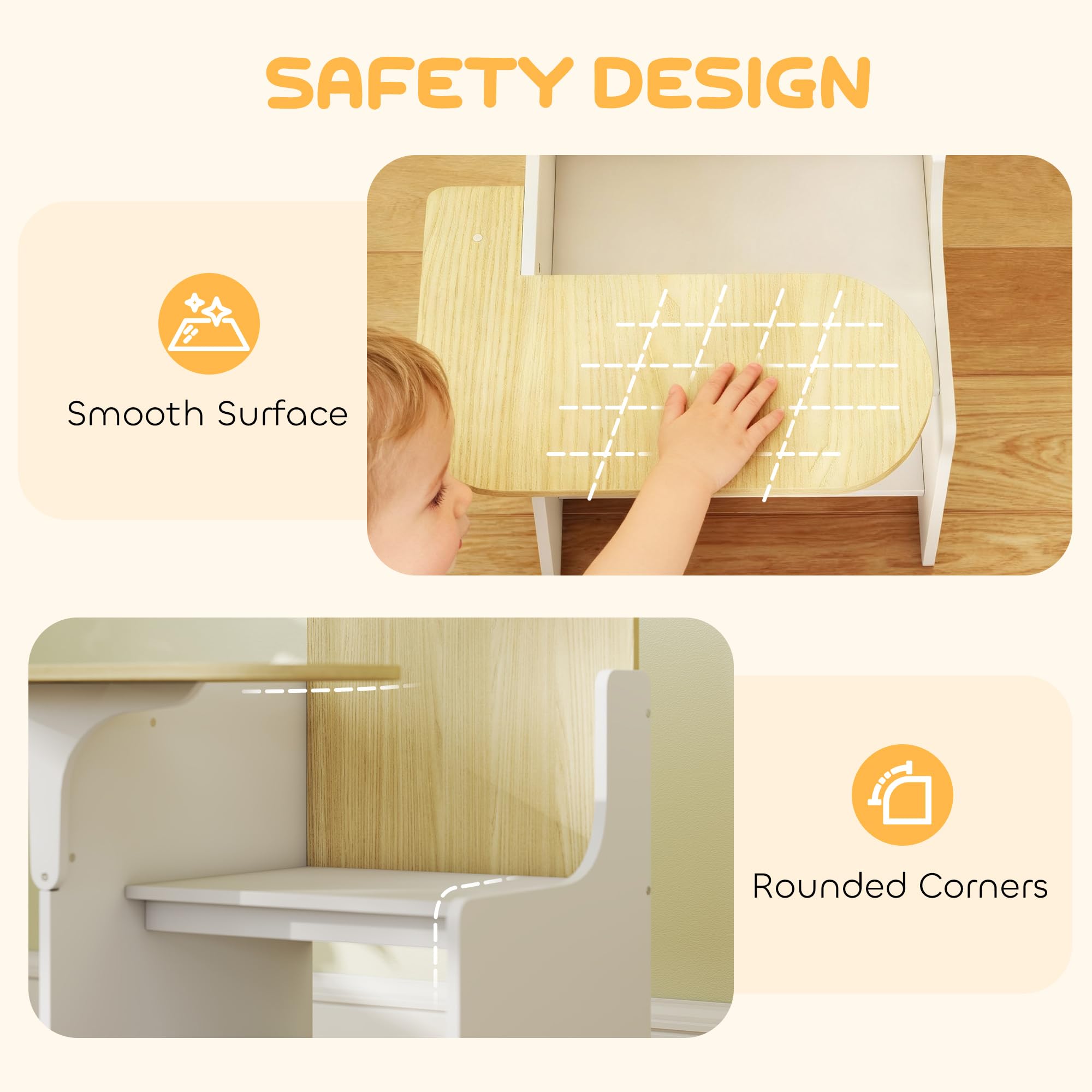 AIYAPLAY Juego de Mesa y Silla para Niños, Escritorio y Silla para Niños con Cubos de Almacenaje, Escritorio para Niños 2 en 1 para Jugar, Leer, Pintar, Juego de Mesa de Actividades para 3-5 Años,