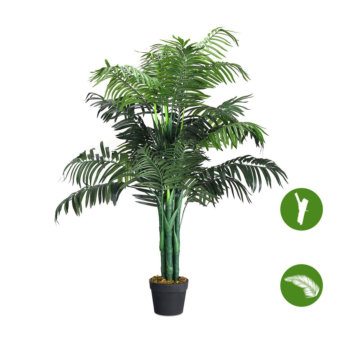 GIANTEX Albero artificiale, palma artificiale con vaso, palma artificiale, pianta d'appartamento in poliestere, per decorazione di interni, altezza 110 cm