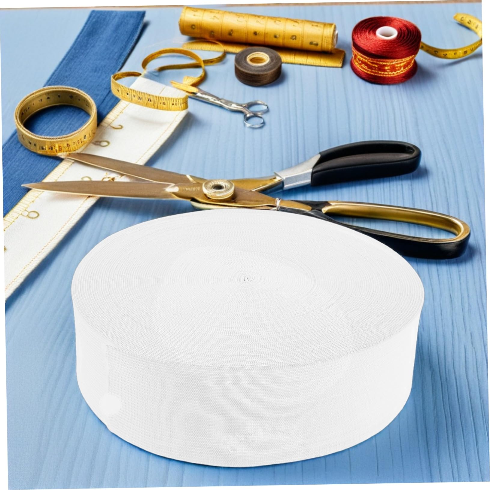 iplusmile Banda Elástica Tejida de Color Claro para Coser de Metros de Longitud Banda Elástica Plana Textura Acanalada para Cinturillas de Pantalones y Proyectos de Costura
