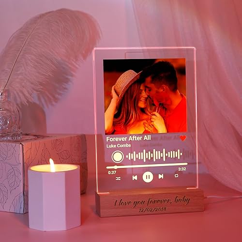 Canción acrílica personalizada con foto, canción favorita personalizada con álbum de fotos, marcos de fotos personalizados con placa de música