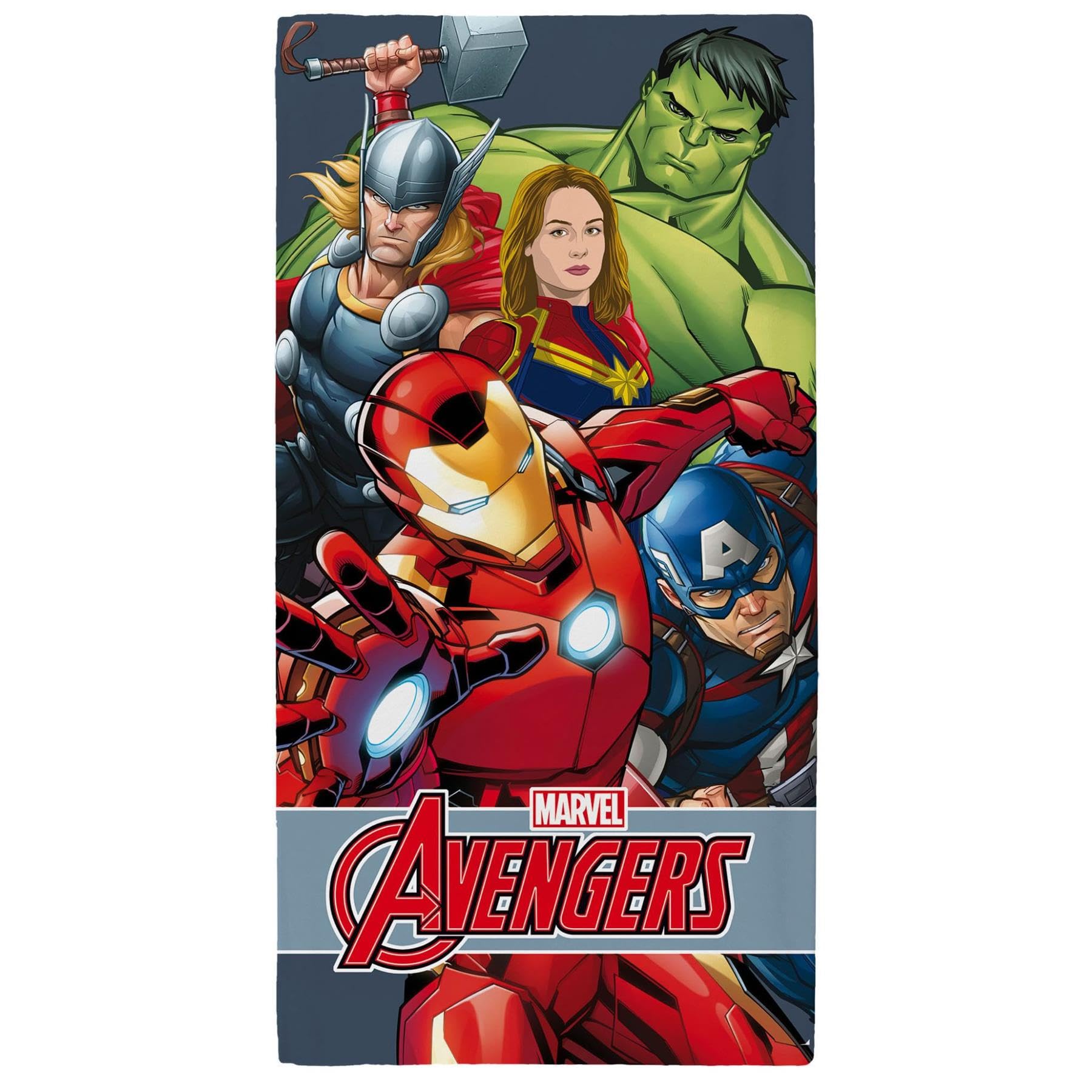 Marvel Avengers Power Beach Towel Blue Superhero Official Merchandise 70x140cm