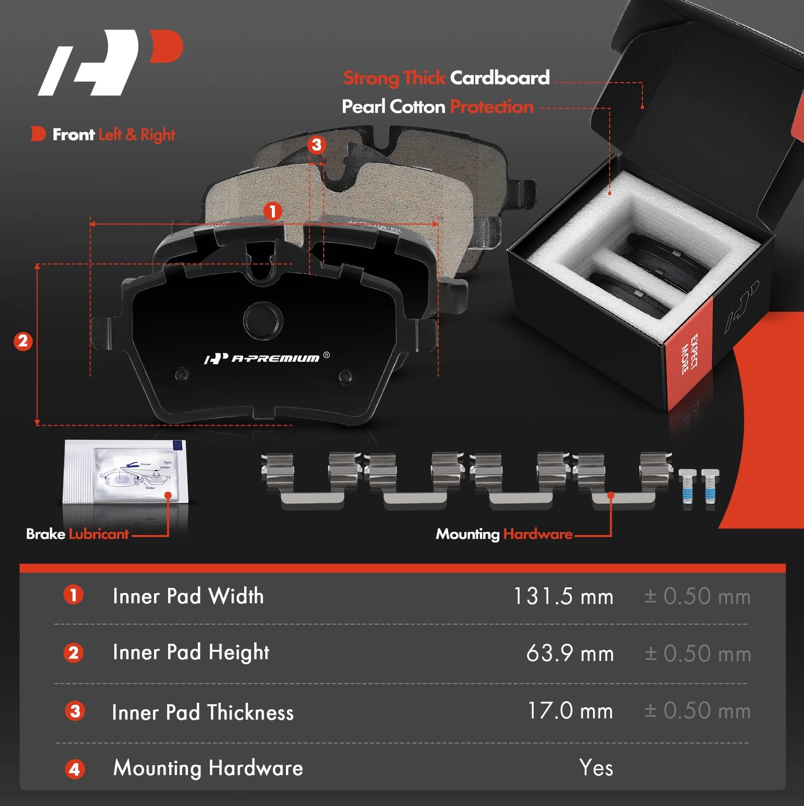 A-Premium 11.57 inch (294mm) Front Vented Disc Brake Rotors + Ceramic Pads Kit Compatible with Select Mini Models - Cooper Countryman 2011-2016, Cooper Paceman 2013-2016, 6-PC Set