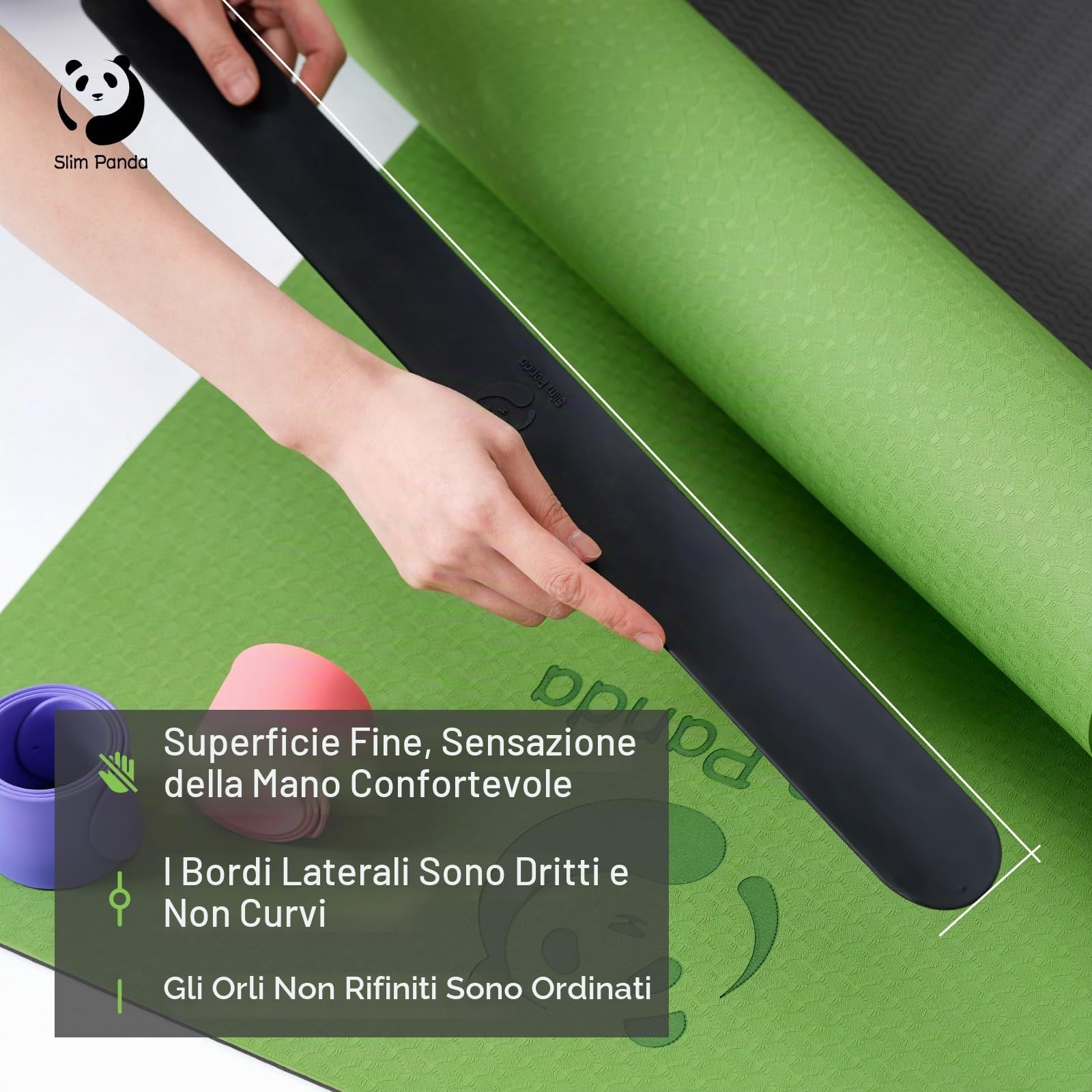 Slim Panda Fascia a Scatto per Tappetino Yoga - Avvolgimento Autoavvolgente in 1 Secondo, Cinghia Porta Materassino per Palestra e Viaggio, Tappetino Non Incluso