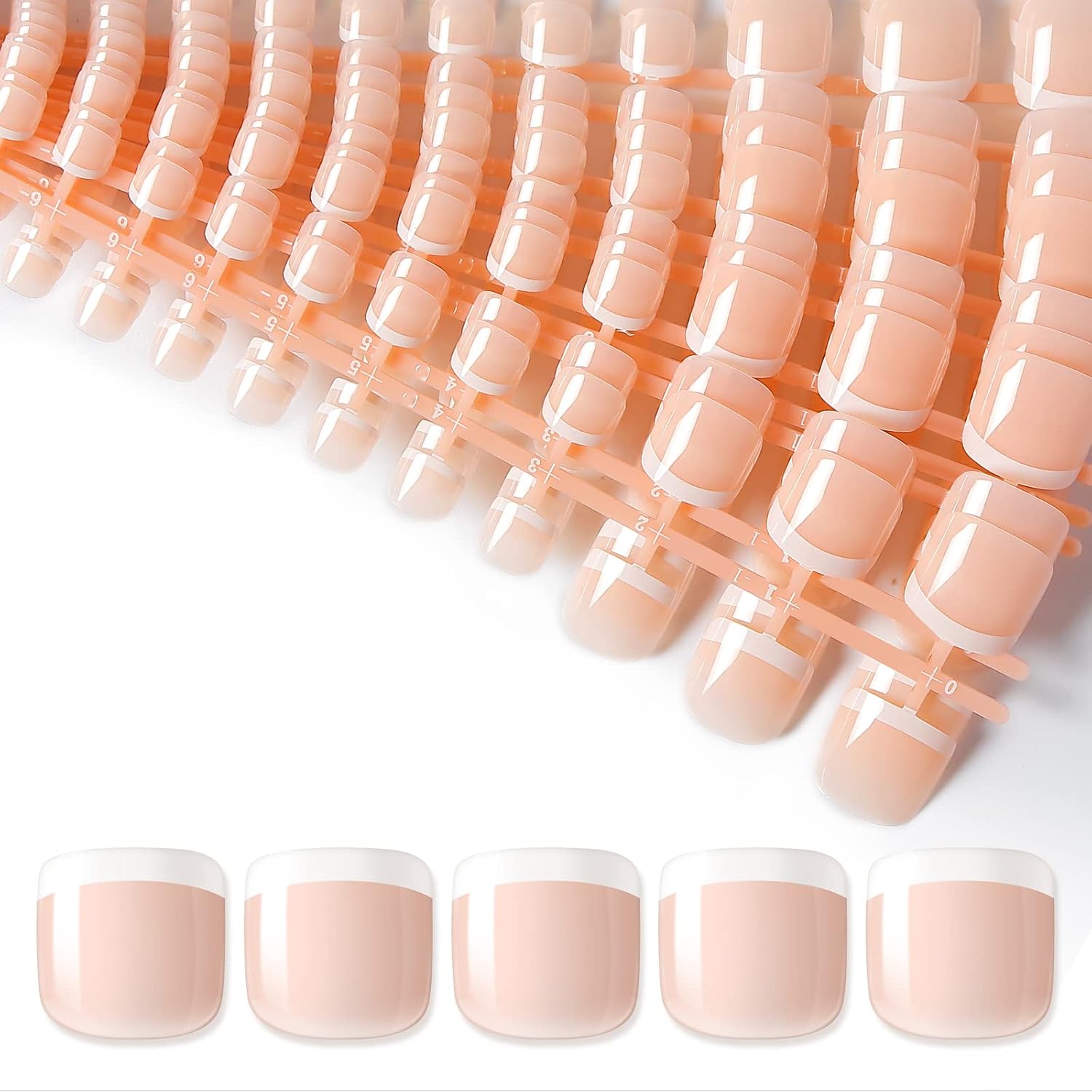280 PCS French False Toe Nails Short Square Press on Nails Natural Solid Color Full Cover Fake Nails Artificial Acrylic Nails for DIY Nail Art Salon Women Girls