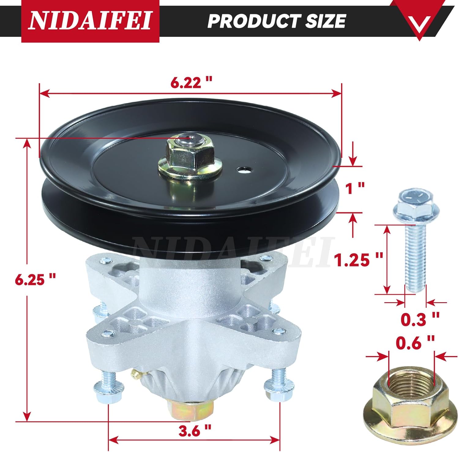 2 Pack Greased 918-04456 Spindle Assembly with 756-04129 Idler Pulley Replaces MTD 618-04456A, 618-04456B, 618-04461A, 918-04456A, 918-04461A for Cub Cadet LT1042 LX425 LX420 Lawn Tractors