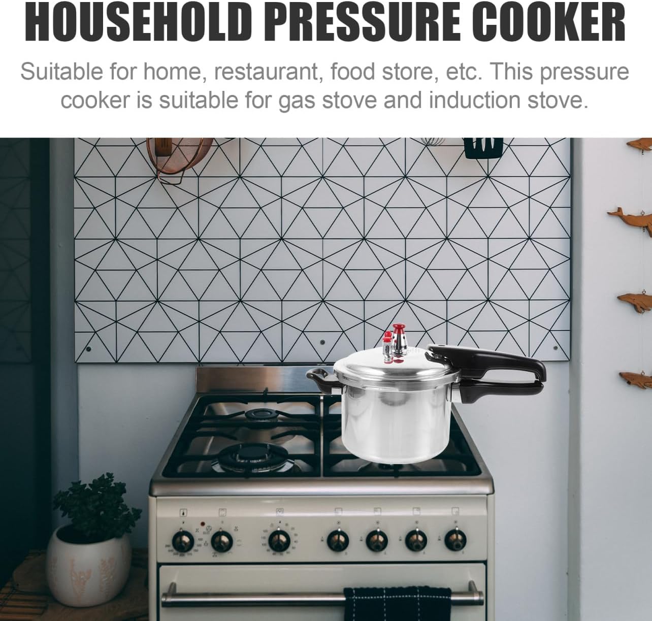 Generic High Pressure Cooker Pot with Composite Base Stove Top Pressure Cooker Compatible with Gas Stove and Induction Thickened Body Easy to Clean Kitchen Accessory for Fast Cooking