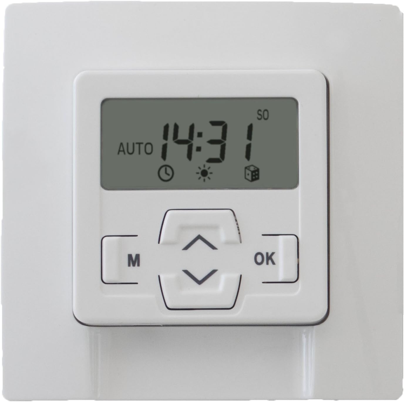 Rademacher 36500512 Dahili Zamanlayıcı, ön view Ekranında zamanı ve 'OTOMATİK' modu gösteren ışıklı bir gösterge bulunmaktadır.