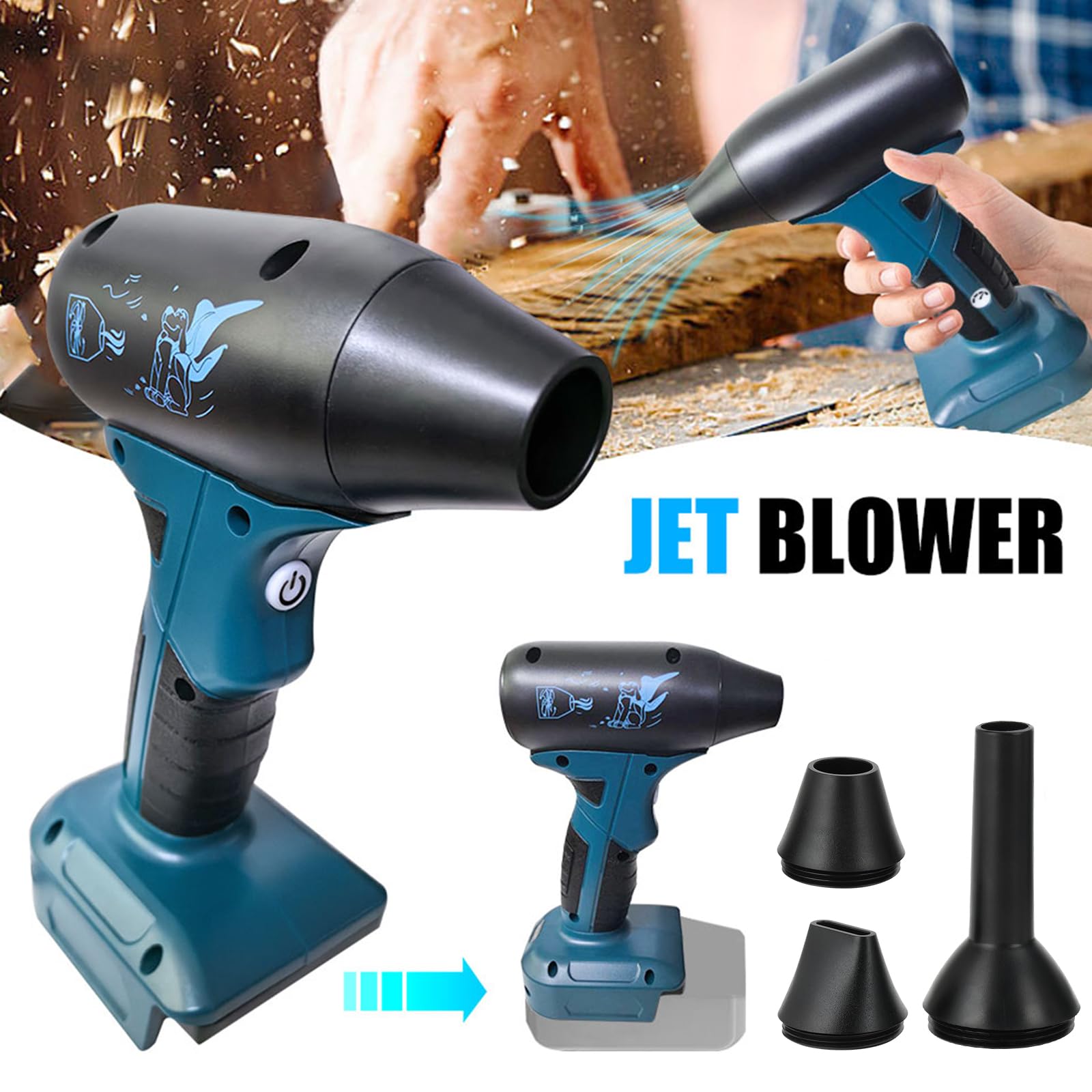 Mini Souffleur D'Air Sans Fil 18V Pour Batterie Makita - 150 000 Tr/min, 4 Vitesses - Pour Nettoyage PC, Voiture, Bureau