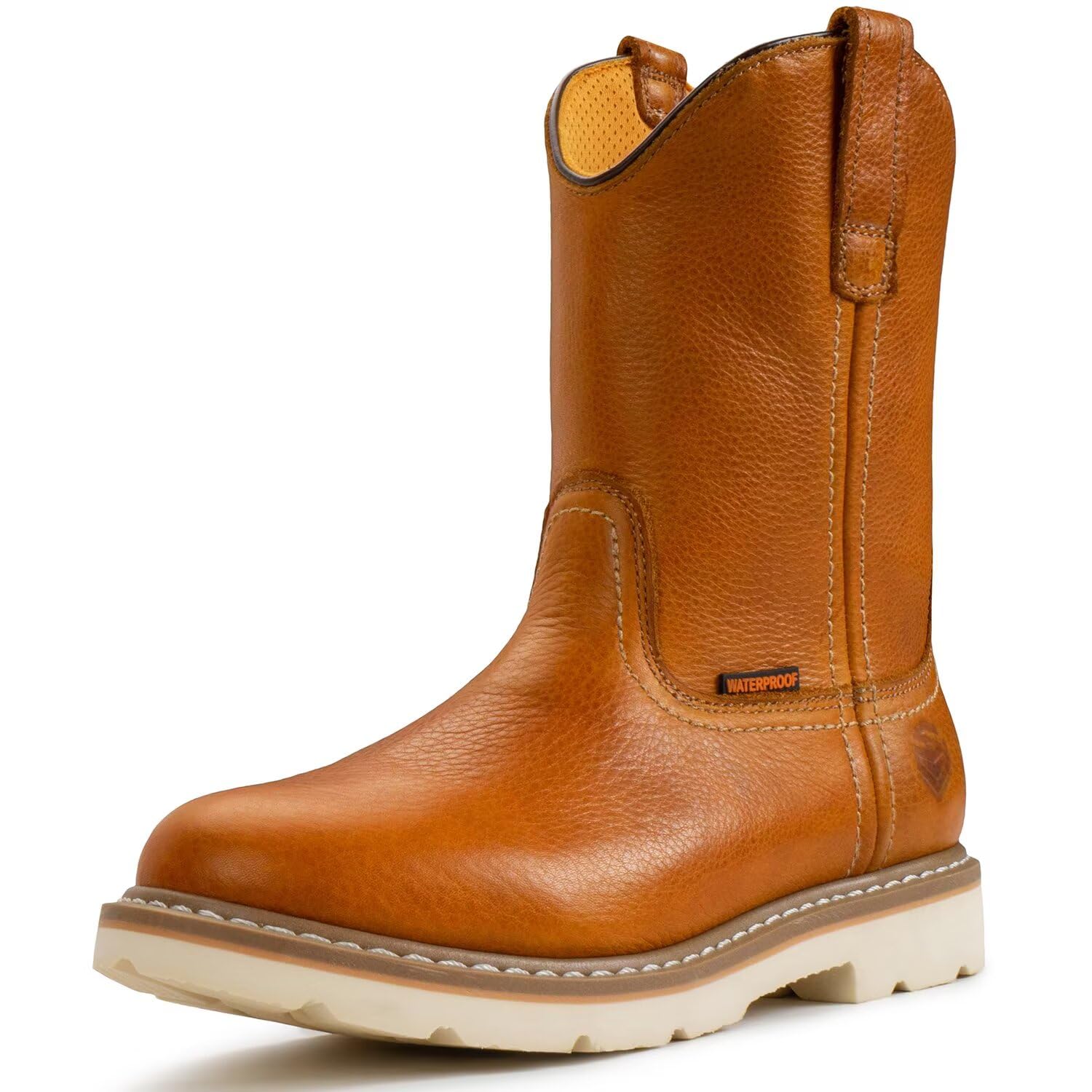 SUREWAY 10in Mens Soft/Steel Toe Waterproof Wellington Work Boot,Heavy Duty Pull On Leather Work Boots,Goodyear Welted,Full Grain Leather,Industrial Safety boot Classic Cowboy Boot,EH Rated