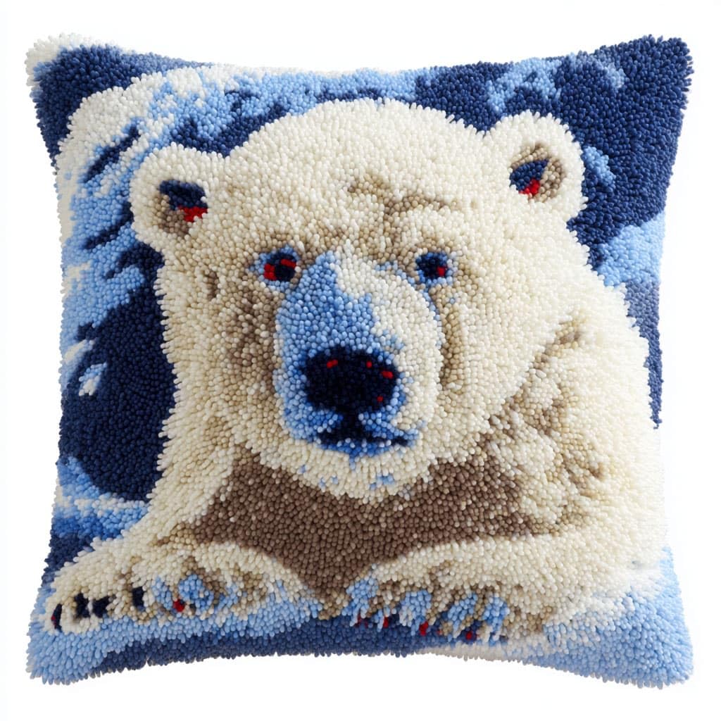 Henypt Latch Hook Pillow Kit,Latch Hook Kits, Polar Bear