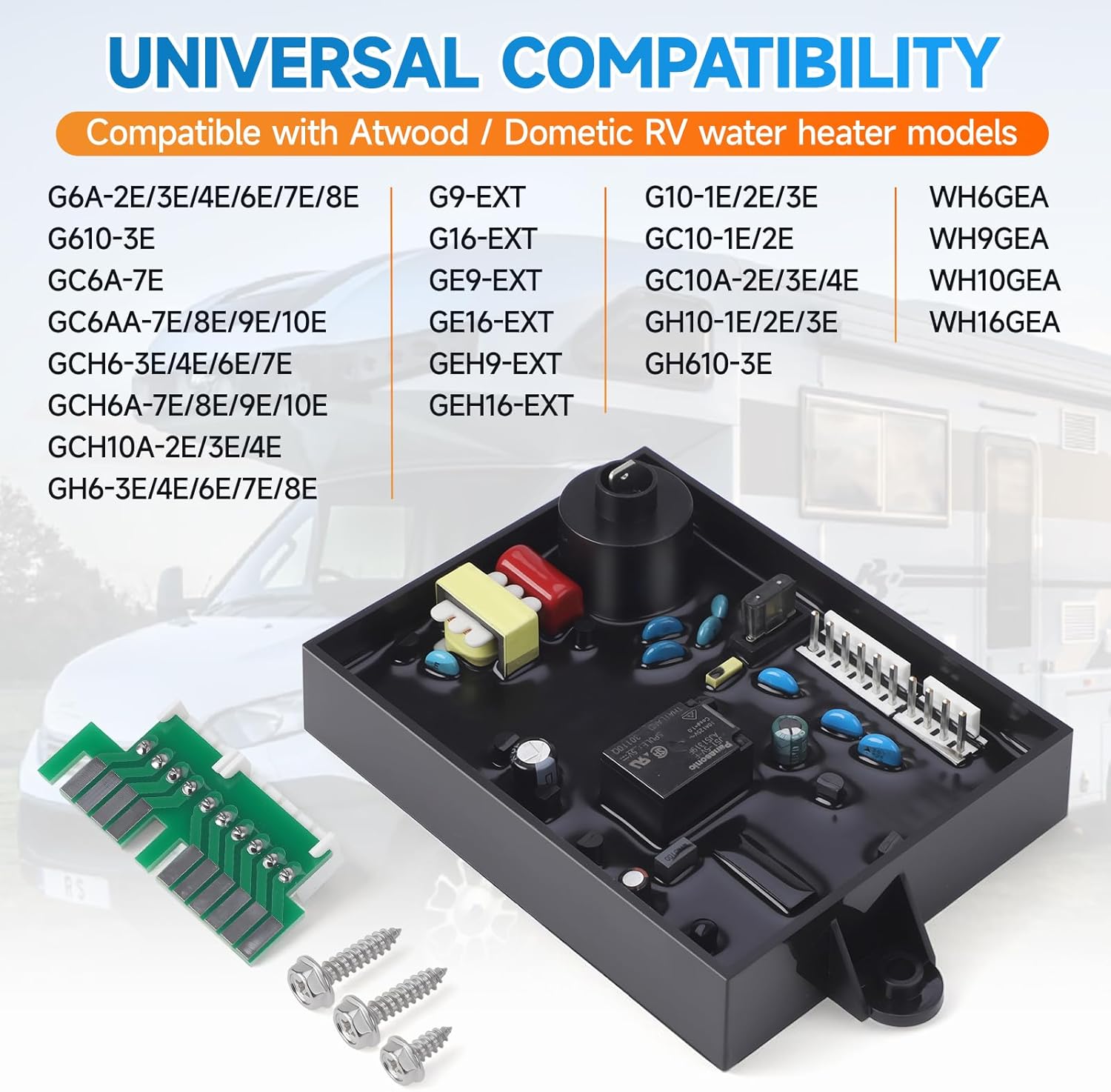 3 in 1 RV Water Heater Replacement Parts Include 91365 Control Circuit Board Parts,91447 Thermal Cut Off & Thermostat Kit,93868 Initer Electrode Compatible with Atwood/Dometic