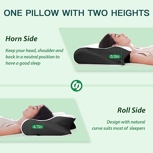 Miniatura 4 de Almohada cervical de espuma viscoelástica, almohada ergonómica 2 en 1 de apoyo para el cuello con reposabrazos y orificio para las orejas, almohada